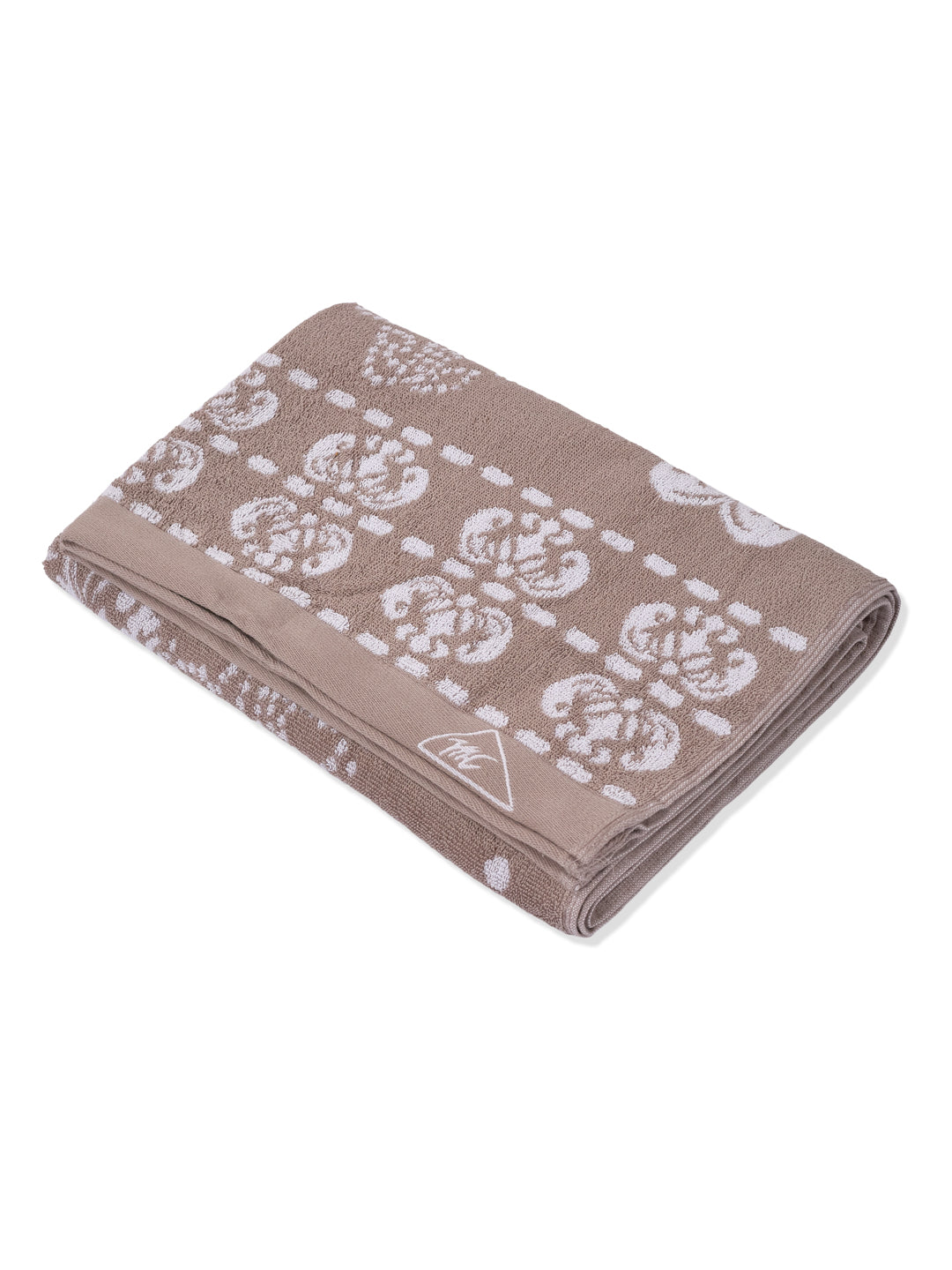 Premium Beige 100% Cotton Self Design 525 GSM Bath Towel Santorini 1 Pc Pvc Pack