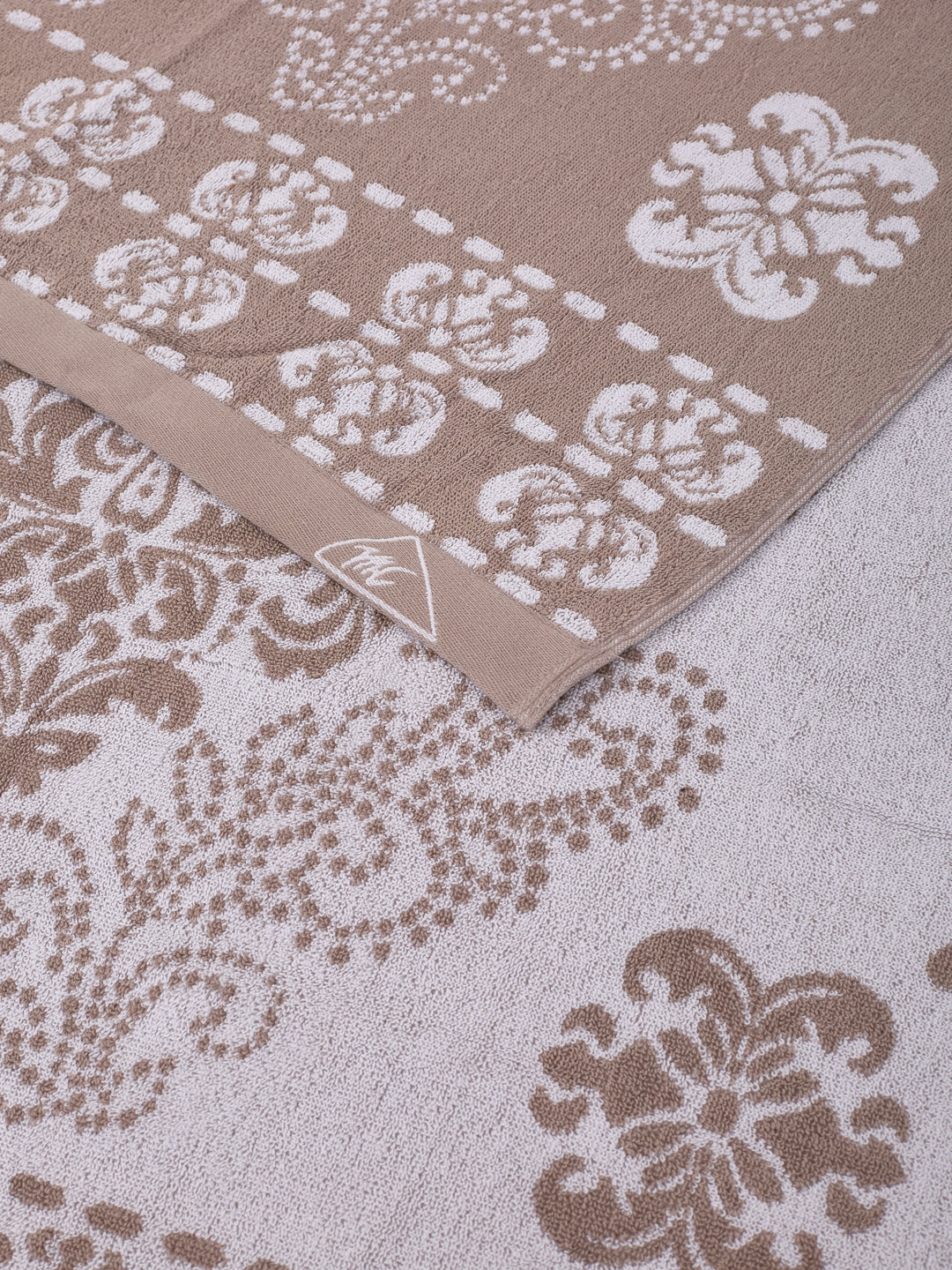 Premium Beige 100% Cotton Self Design 525 GSM Bath Towel Santorini 1 Pc Pvc Pack