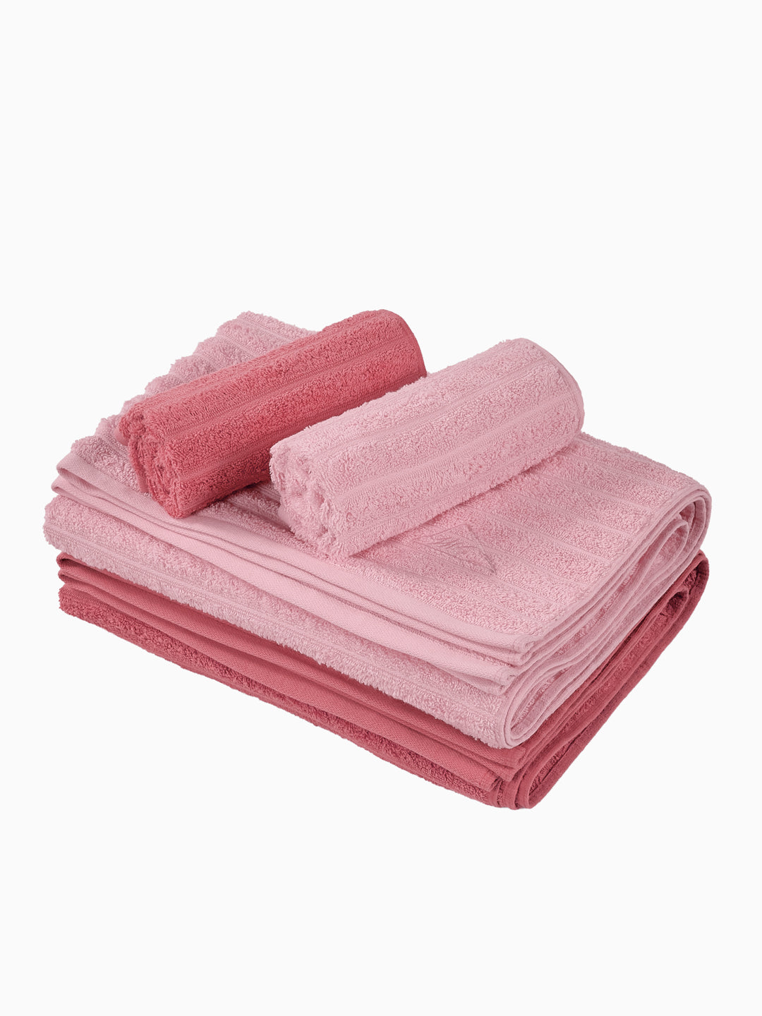 Pink & Peach 100% Cotton Solid 500 GSM Bath Towel Sensations 4 Pc Set Gifting Box Pack