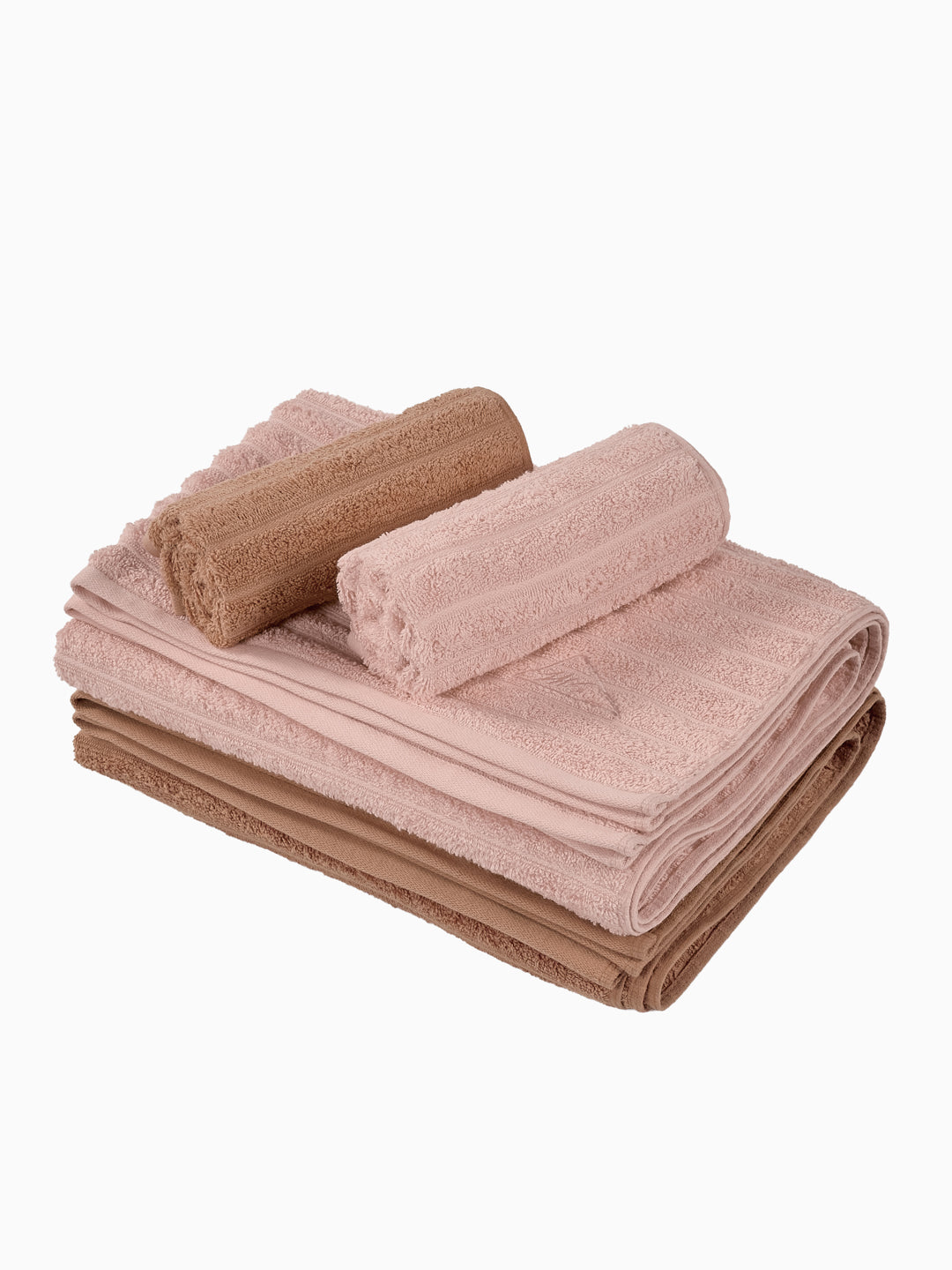 Beige & Pink 100% Cotton Solid 500 GSM Bath Towel Sensations 4 Pc Set Gifting Box Pack