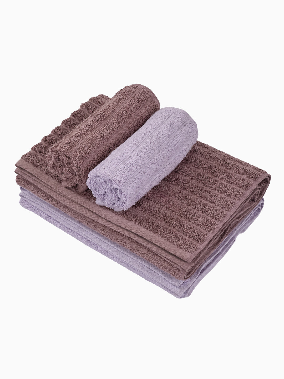 Mauve & Dusty Pink 100% Cotton Solid 500 GSM Bath Towel Sensations 4 Pc Set Gifting Box Pack