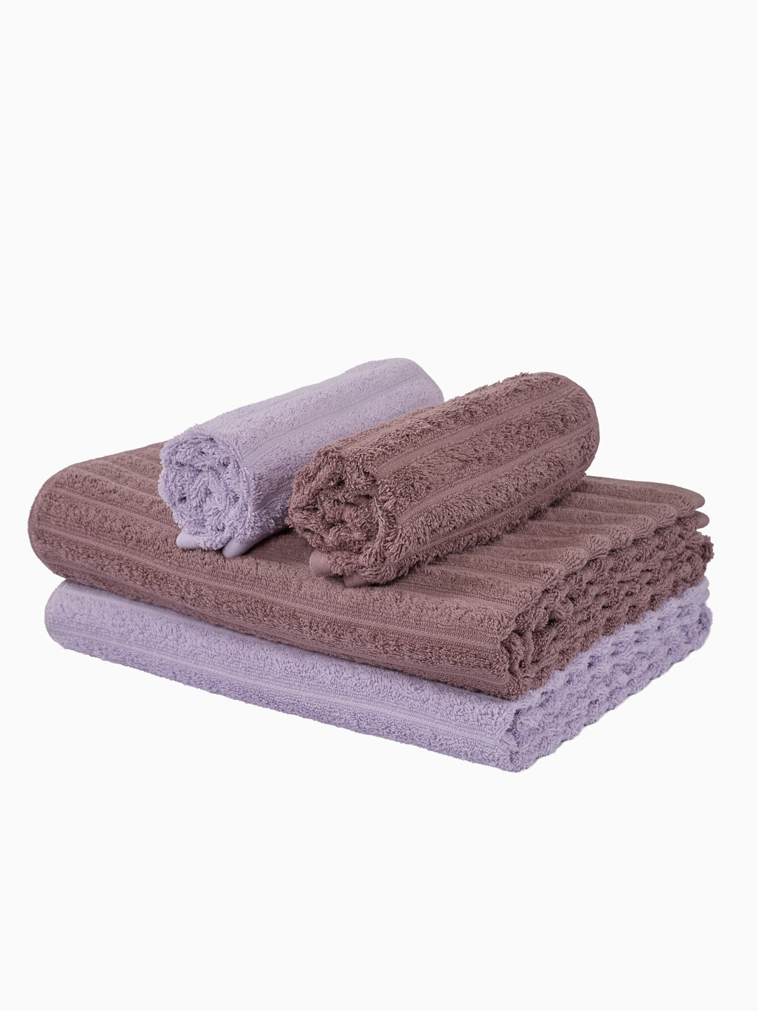 Mauve & Dusty Pink 100% Cotton Solid 500 GSM Bath Towel Sensations 4 Pc Set Gifting Box Pack