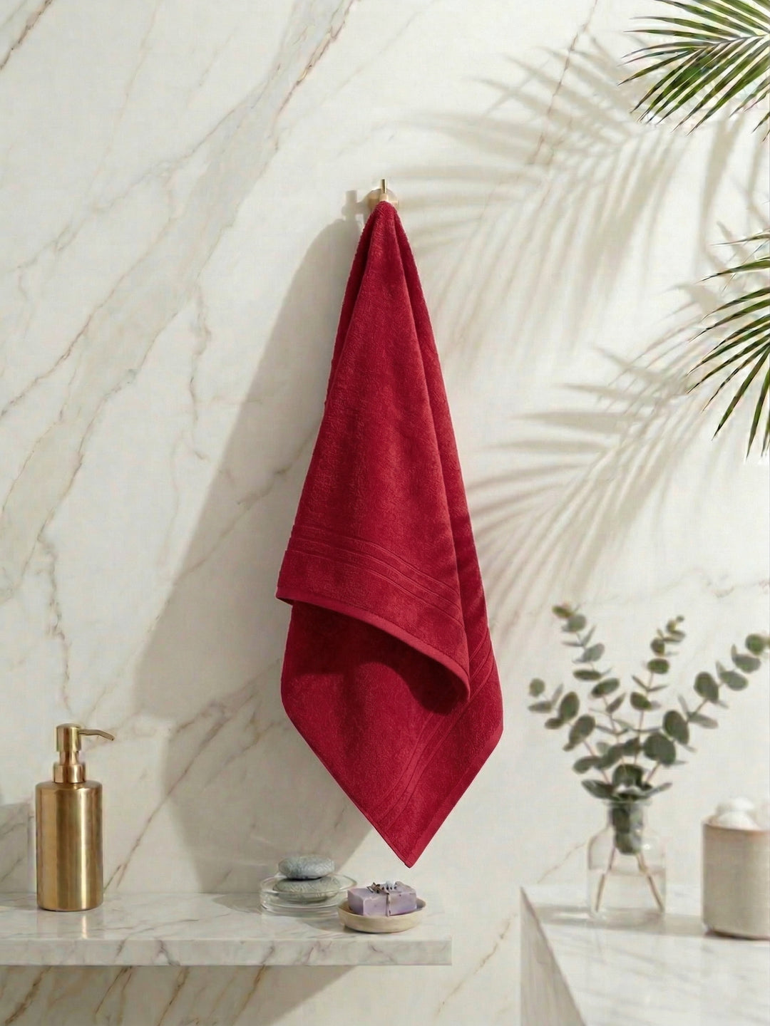 Essential Maroon 100% Cotton Solid 340 GSM Bath Towel Soho 1 Pc Pvc Pack