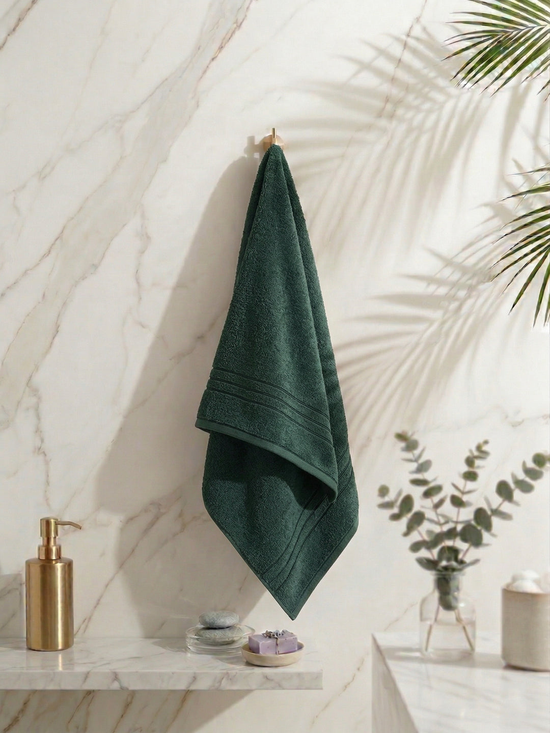 Essential Green 100% Cotton Solid 340 GSM Bath Towel Soho 1 Pc Pvc Pack