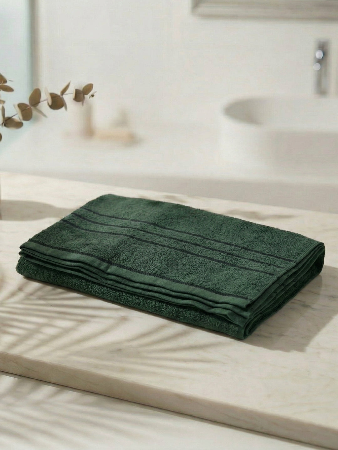 Essential Green 100% Cotton Solid 340 GSM Bath Towel Soho 1 Pc Pvc Pack