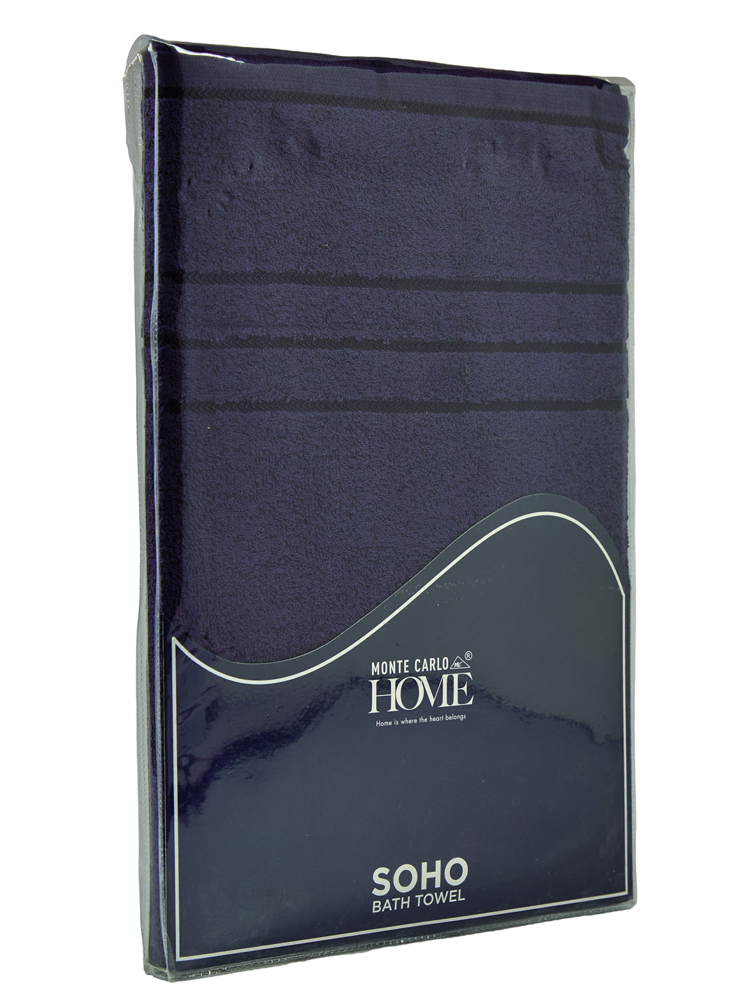 Essential Navy Blue 100% Cotton Solid 340 GSM Bath Towel Soho 1 Pc Pvc Pack