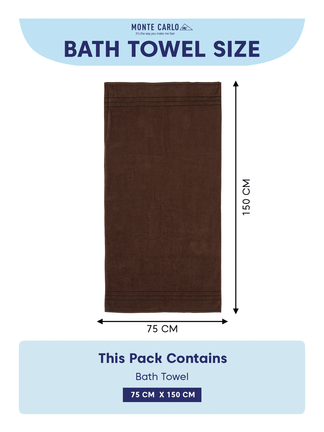 Essential Dark Brown 100% Cotton Solid 340 GSM Bath Towel Soho 1 Pc Pvc Pack