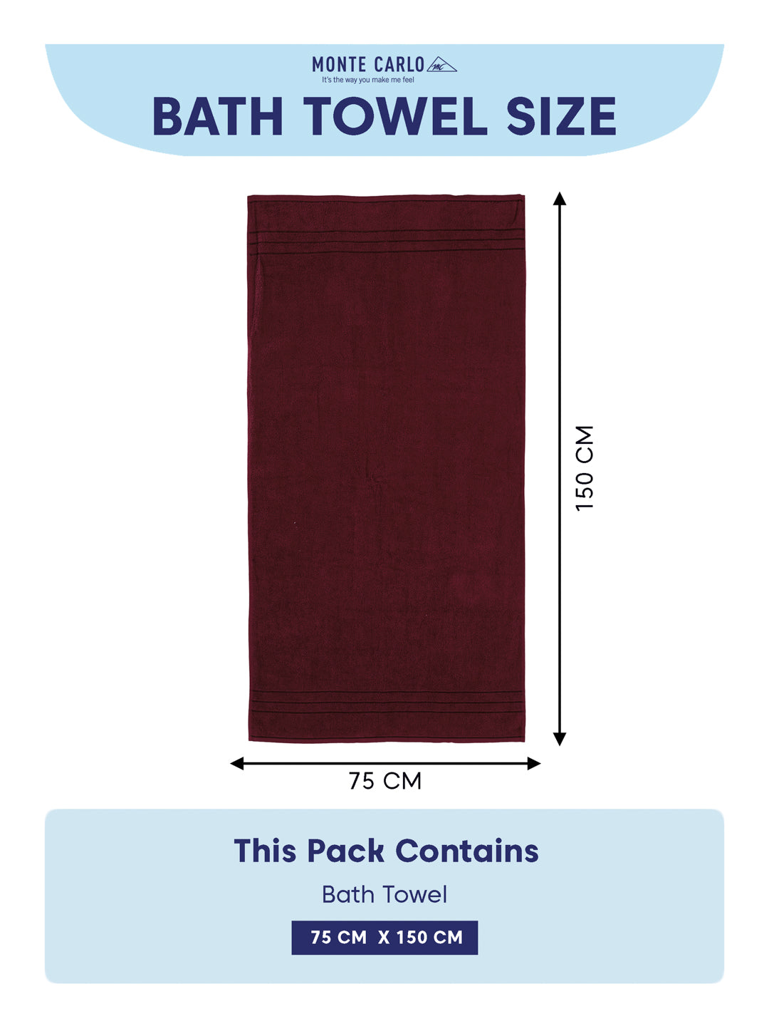 Essential Red 100% Cotton Solid 340 GSM Bath Towel Soho 1 Pc Pvc Pack