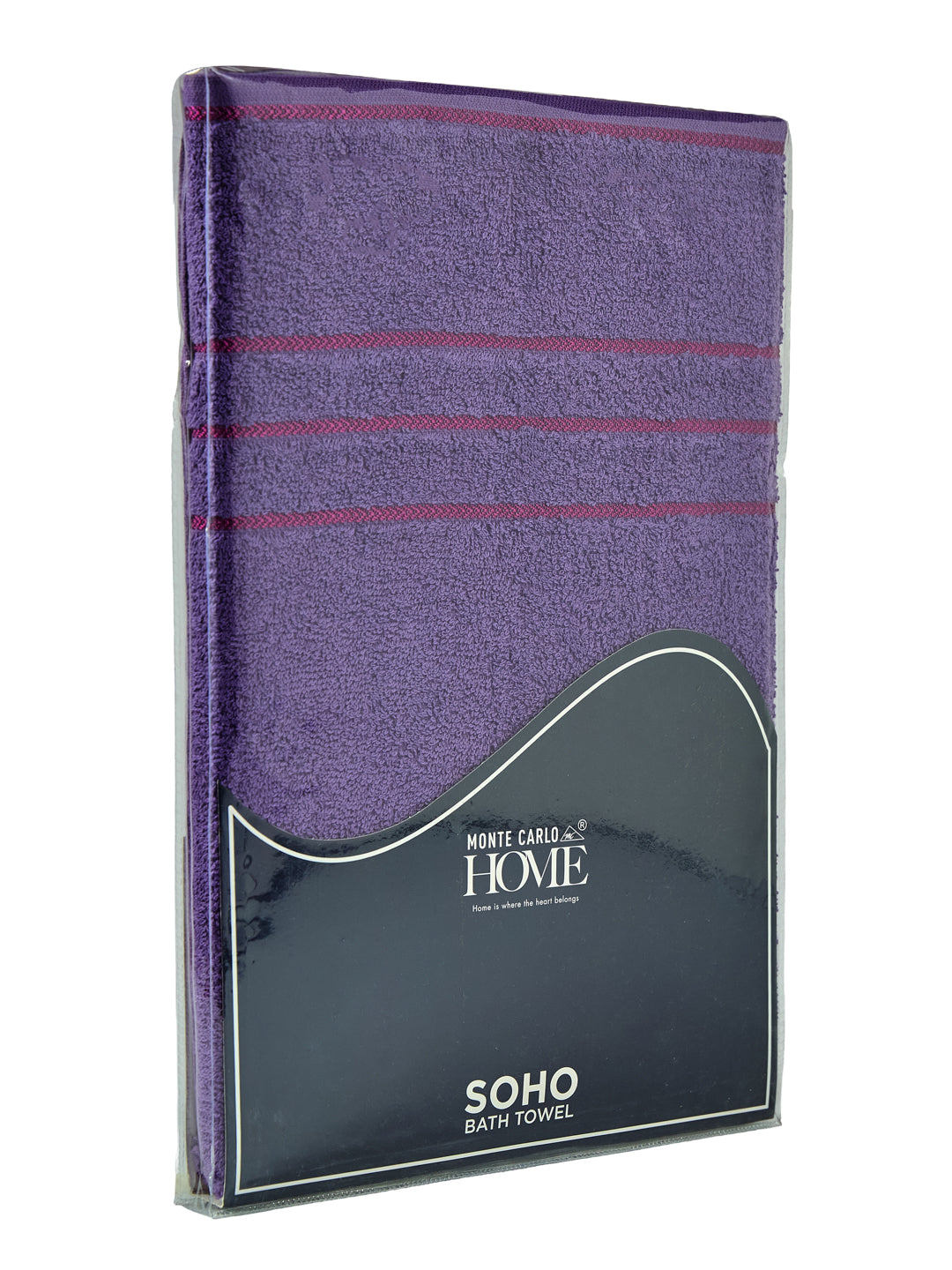 Essential Purple 100% Cotton Solid 340 GSM Bath Towel Soho 1 Pc Pvc Pack