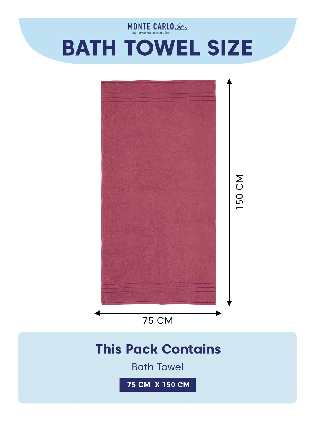 Essential Dusty Rose 100% Cotton Solid 340 GSM Bath Towel Soho 1 Pc Pvc Pack