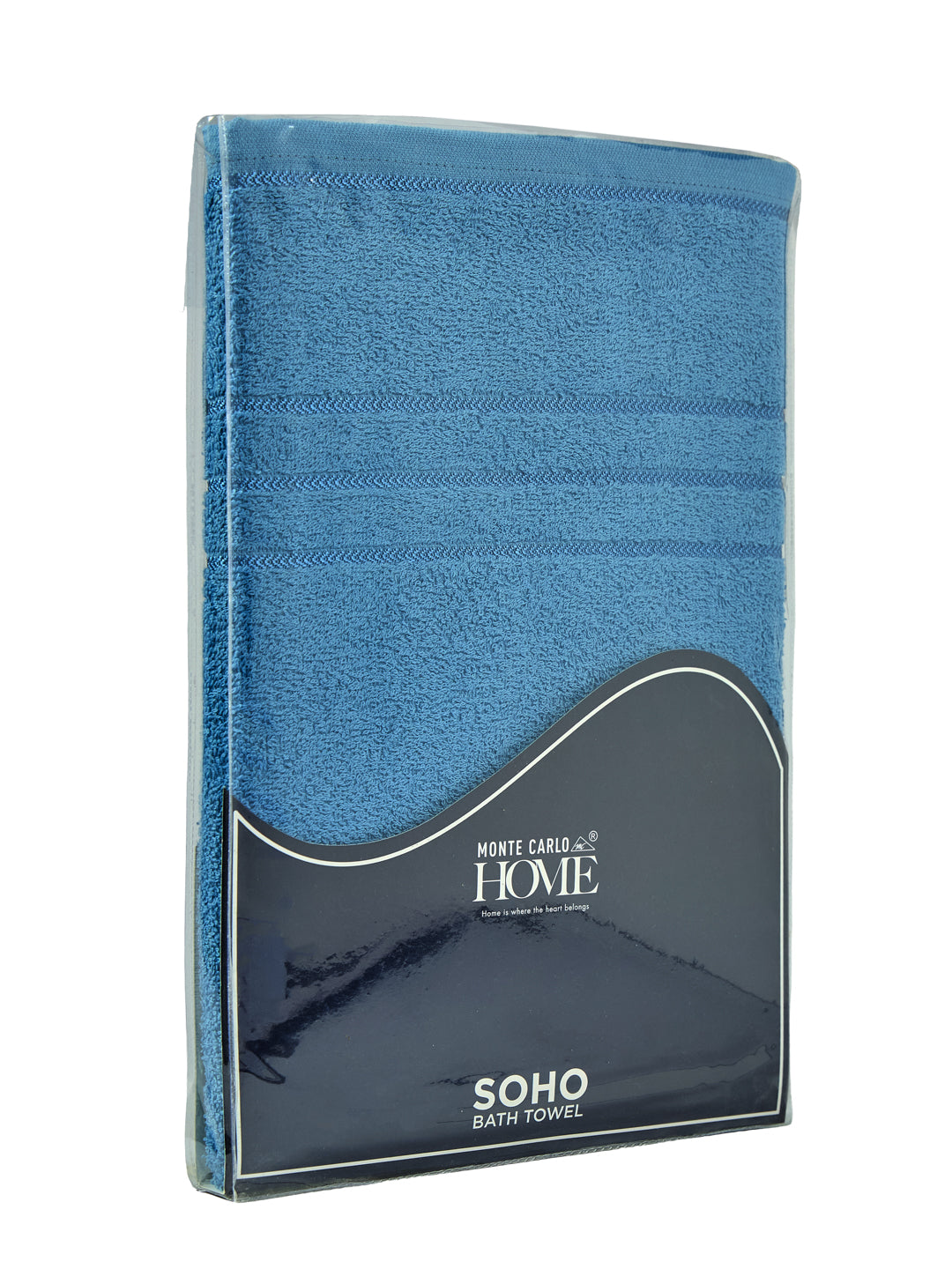 Essential Blue 100% Cotton Solid 340 GSM Bath Towel Soho 1 Pc Pvc Pack