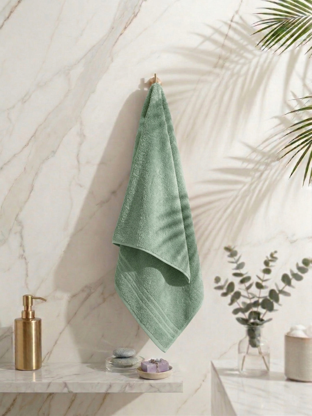 Essential Green 100% Cotton Solid 340 GSM Bath Towel Soho 1 Pc Pvc Pack