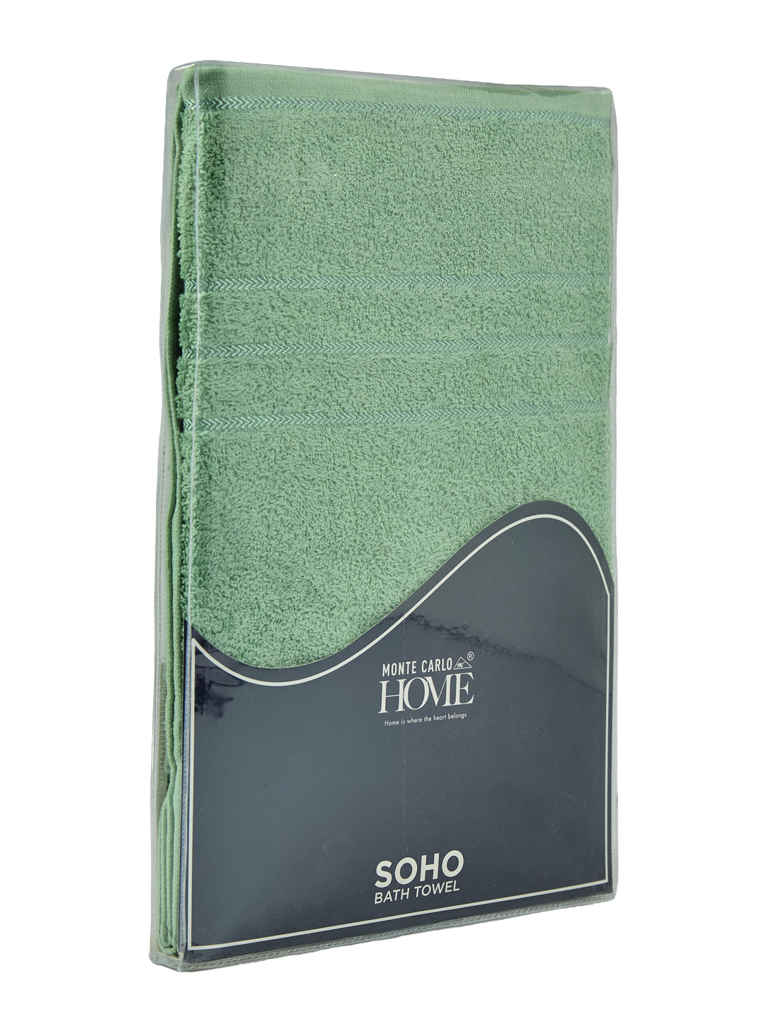 Essential Green 100% Cotton Solid 340 GSM Bath Towel Soho 1 Pc Pvc Pack