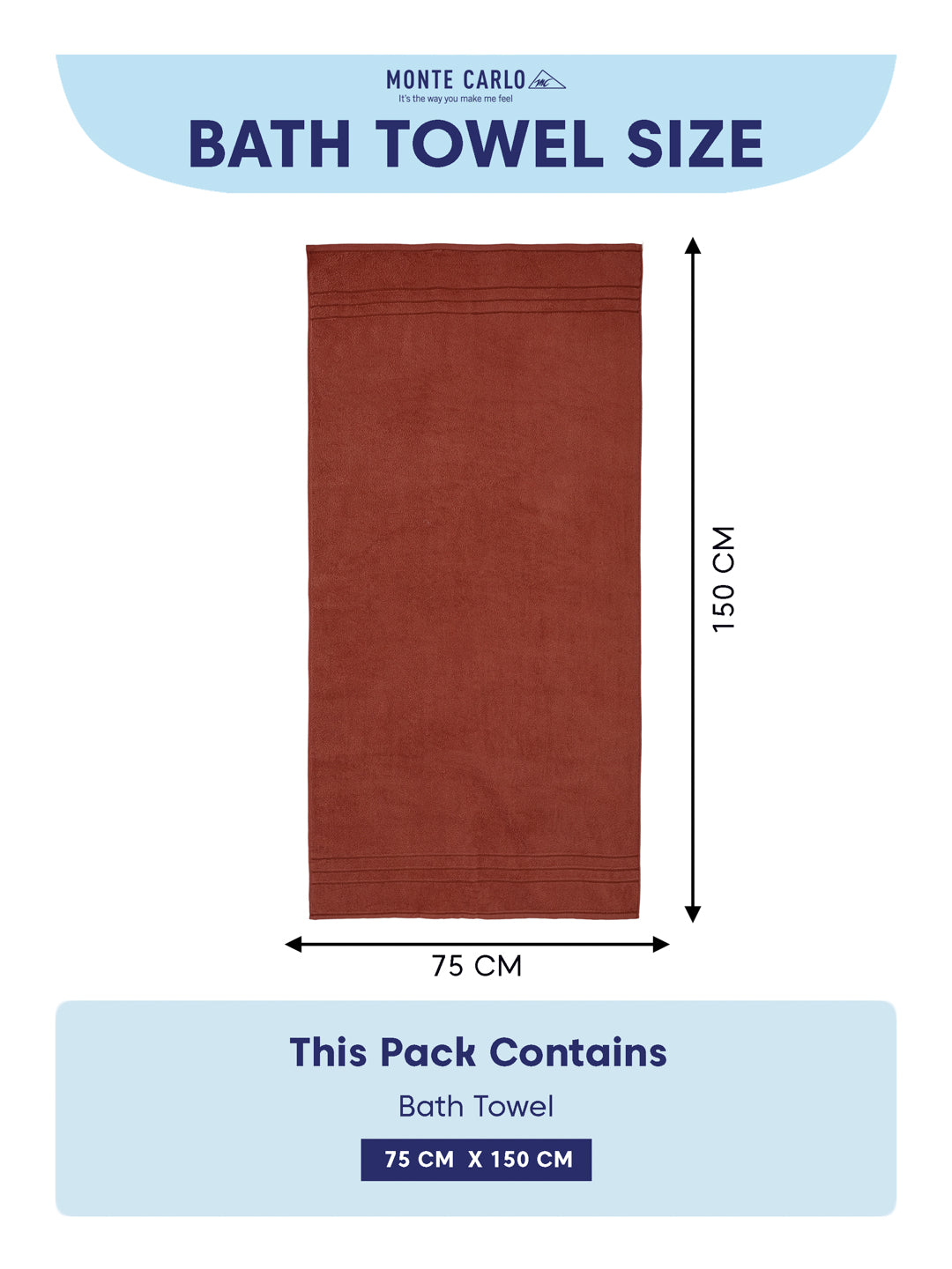 Essential Rust 100% Cotton Solid 340 GSM Bath Towel Soho 1 Pc Pvc Pack