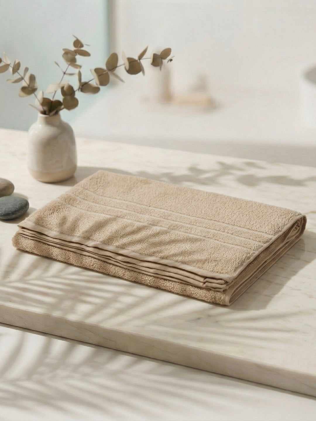 Essential Beige 100% Cotton Solid 340 GSM Bath Towel Soho 1 Pc Pvc Pack