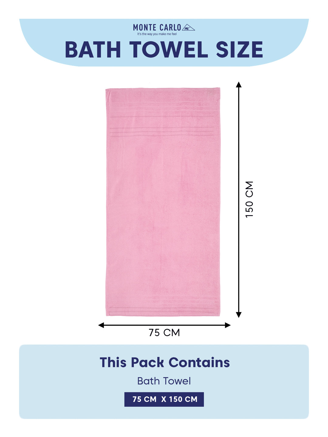 Essential Pink 100% Cotton Solid 340 GSM Bath Towel Soho 1 Pc Pvc Pack