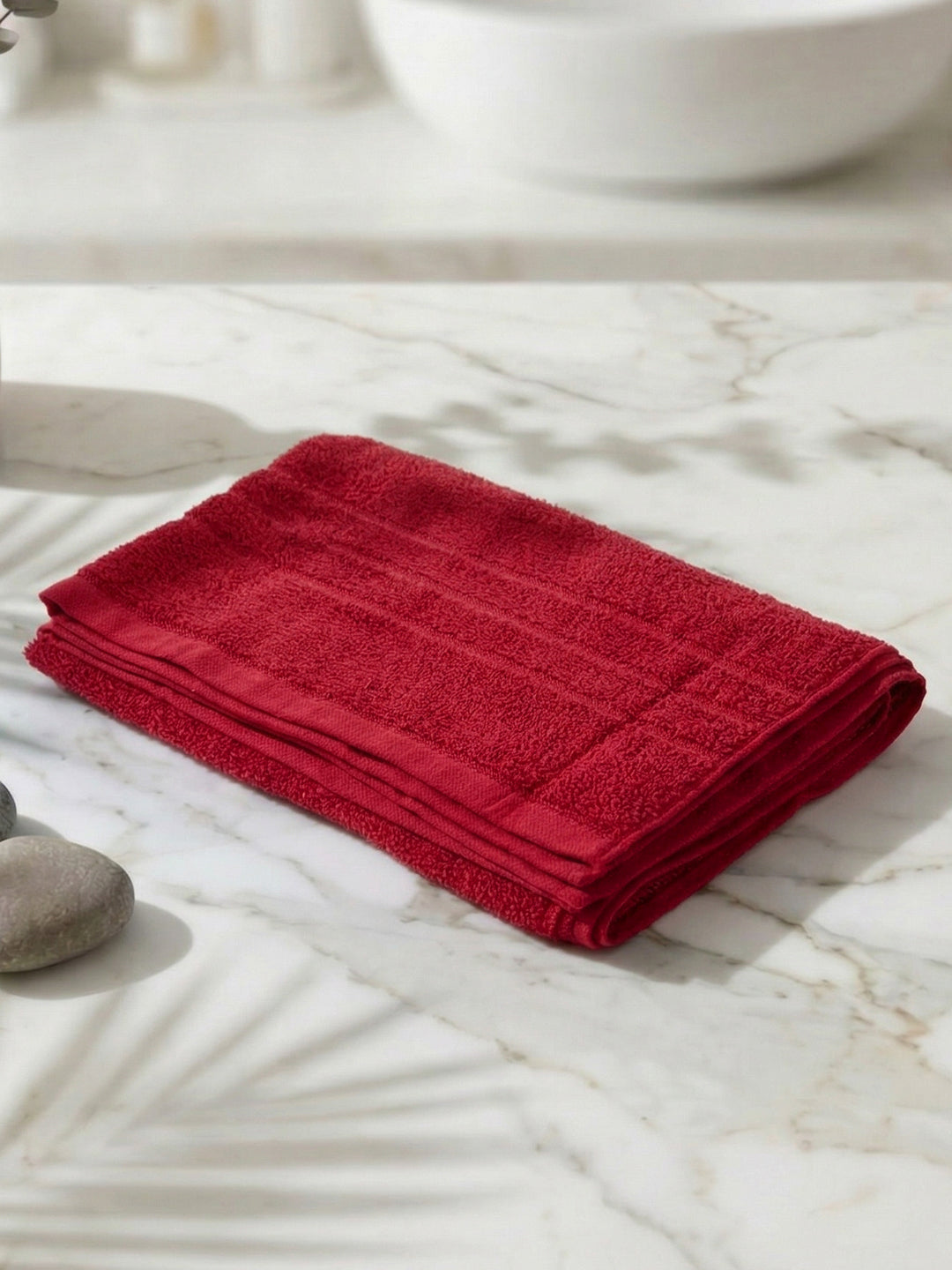 Essential Maroon 100% Cotton Solid 340 GSM Bath Towel Soho Small 1 Pc Pvc Pack