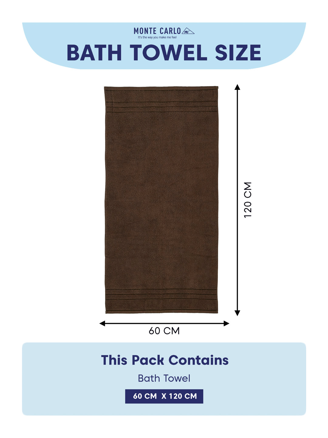 Essential Dark Brown 100% Cotton Solid 340 GSM Bath Towel Soho Small 1 Pc Pvc Pack