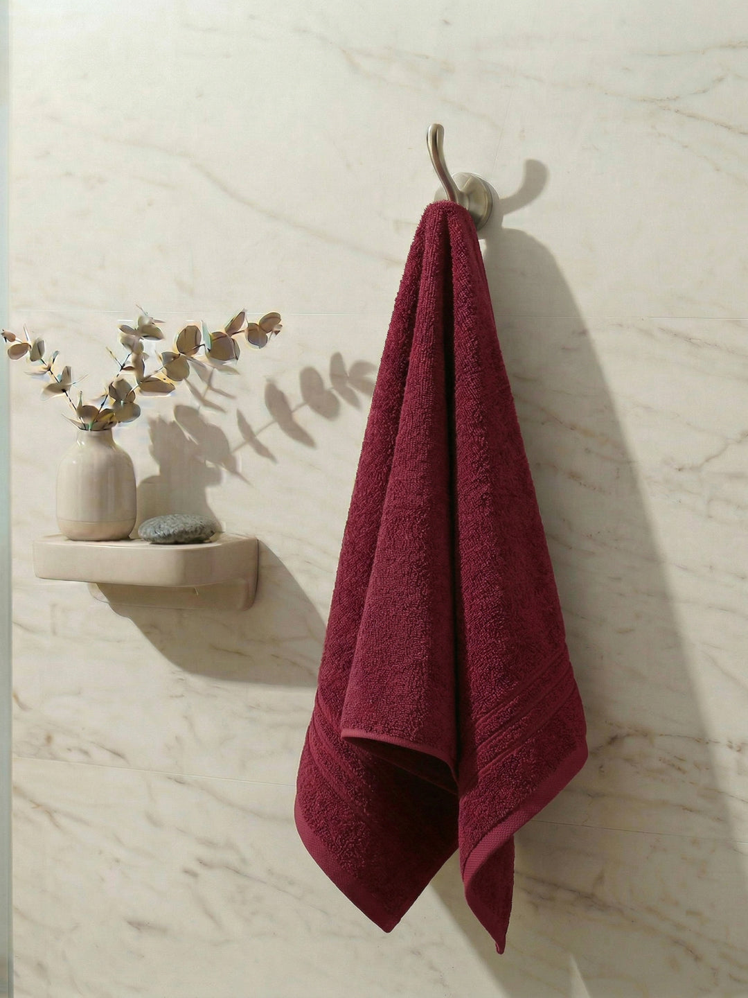 Essential Red 100% Cotton Solid 340 GSM Bath Towel Soho Small 1 Pc Pvc Pack