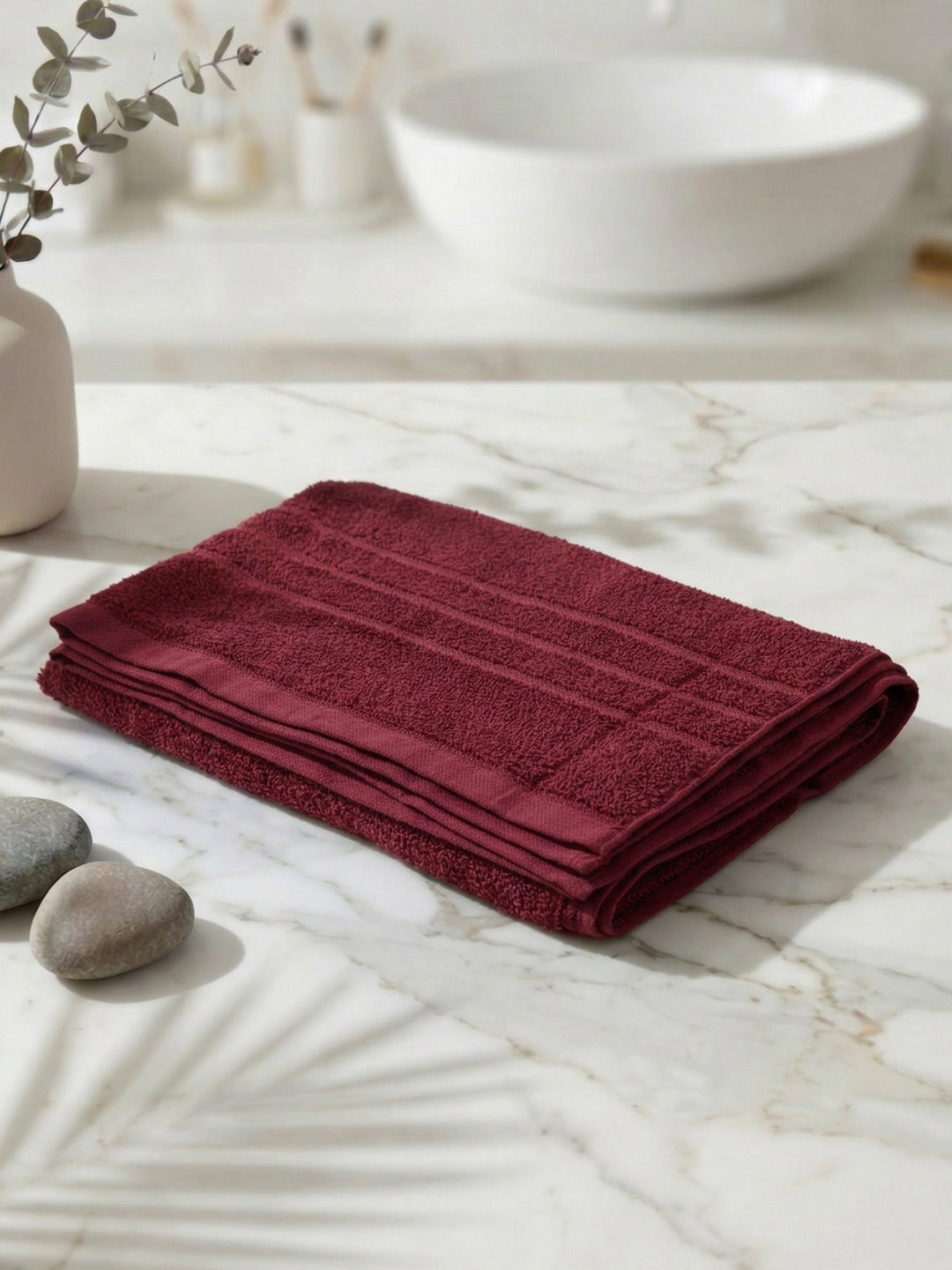 Essential Red 100% Cotton Solid 340 GSM Bath Towel Soho Small 1 Pc Pvc Pack