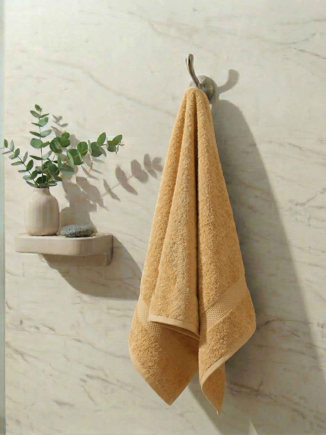 Essential Lemon Yellow 100% Cotton Solid 340 GSM Bath Towel Soho Small 1 Pc Pvc Pack