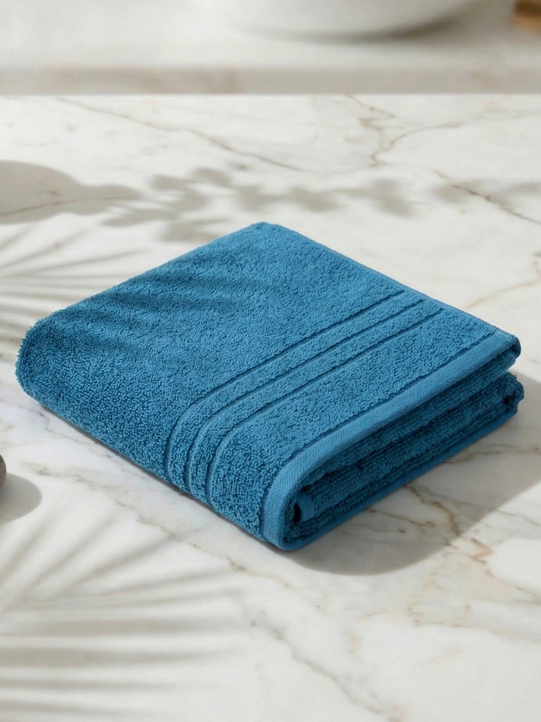 Essential Blue 100% Cotton Solid 340 GSM Bath Towel Soho Small 1 Pc Pvc Pack