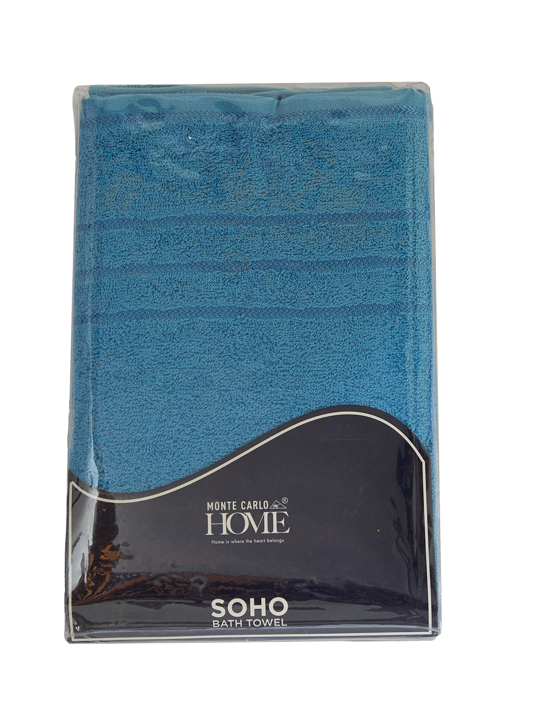 Essential Blue 100% Cotton Solid 340 GSM Bath Towel Soho Small 1 Pc Pvc Pack