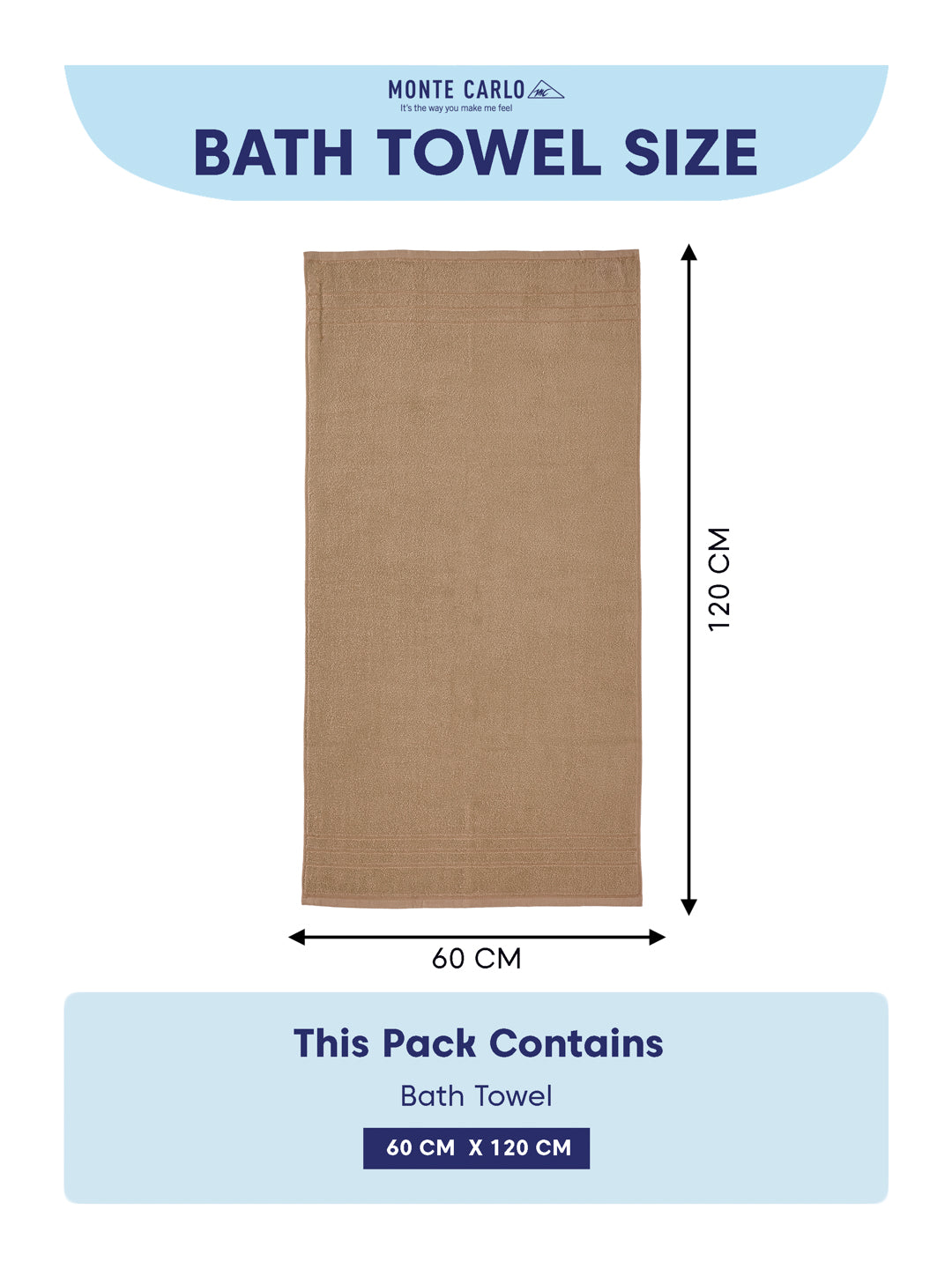 Essential Camel Brown 100% Cotton Solid 340 GSM Bath Towel Soho Small 1 Pc Pvc Pack