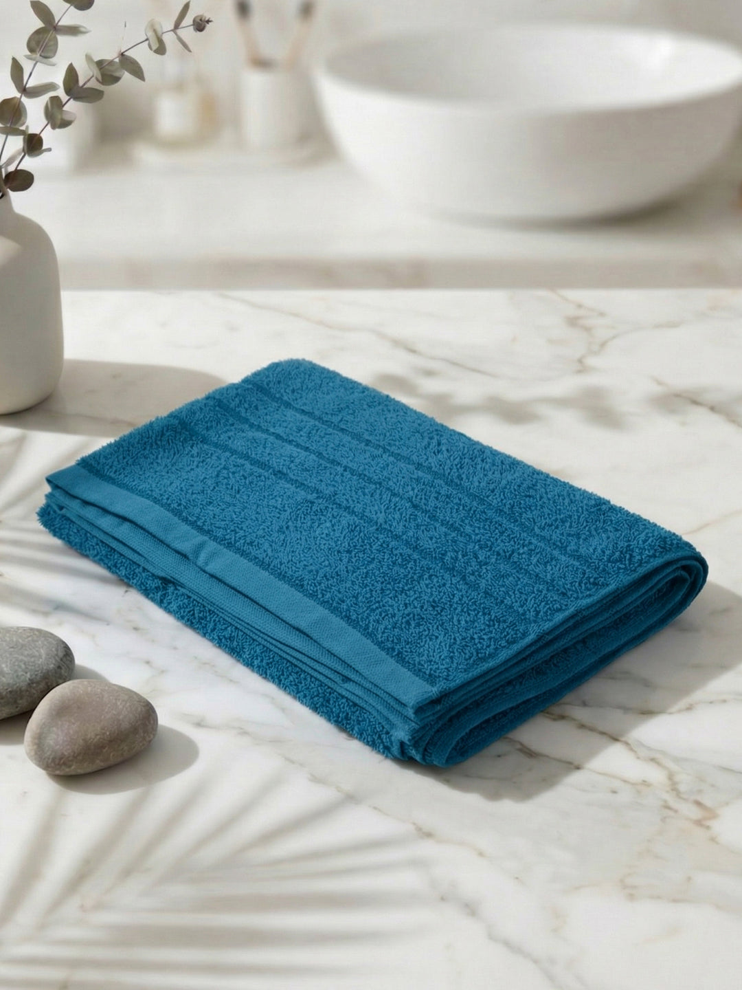 Essential Turquoise Blue 100% Cotton Solid 340 GSM Bath Towel Soho Small 1 Pc Pvc Pack