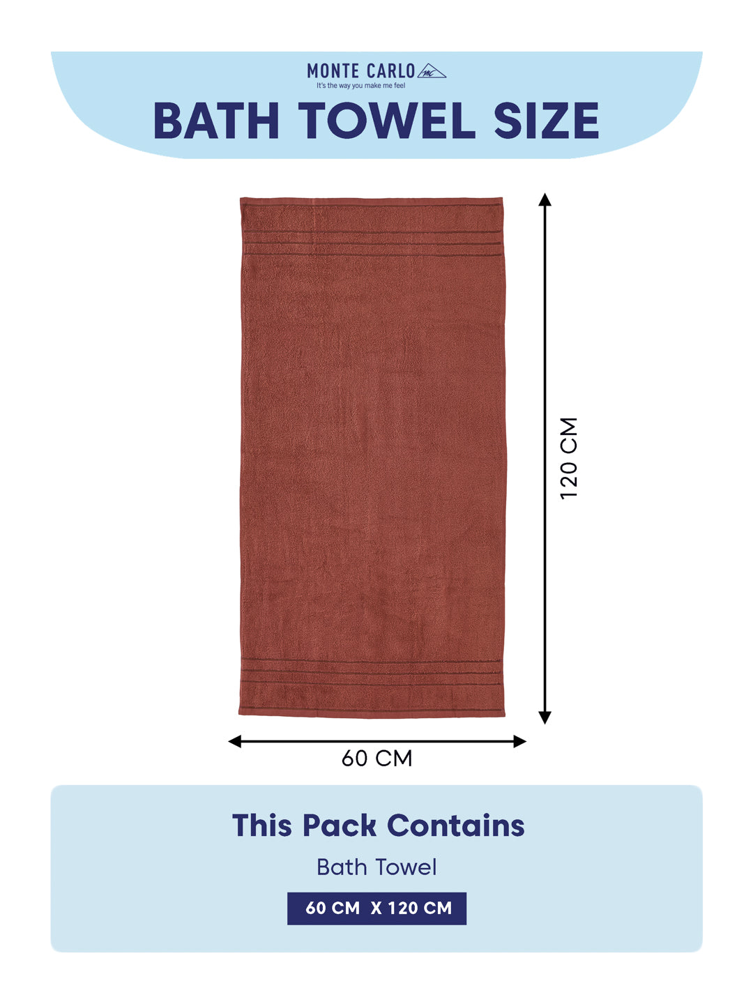 Essential Rust 100% Cotton Solid 340 GSM Bath Towel Soho Small 1 Pc Pvc Pack
