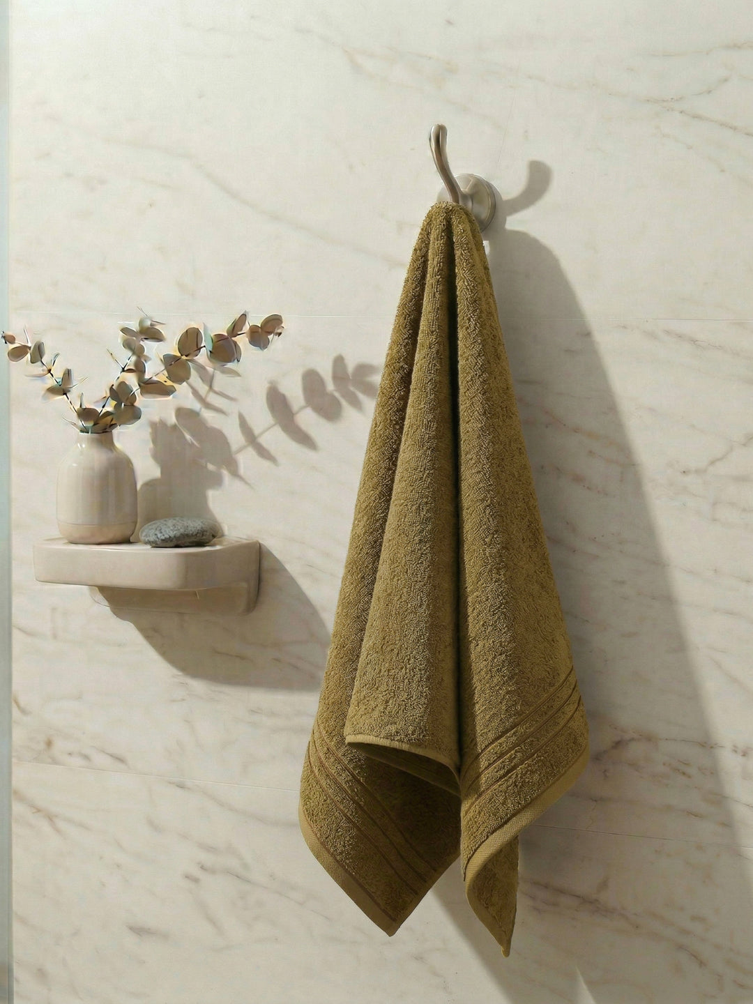 Essential Khaki 100% Cotton Solid 340 GSM Bath Towel Soho Small 1 Pc Pvc Pack