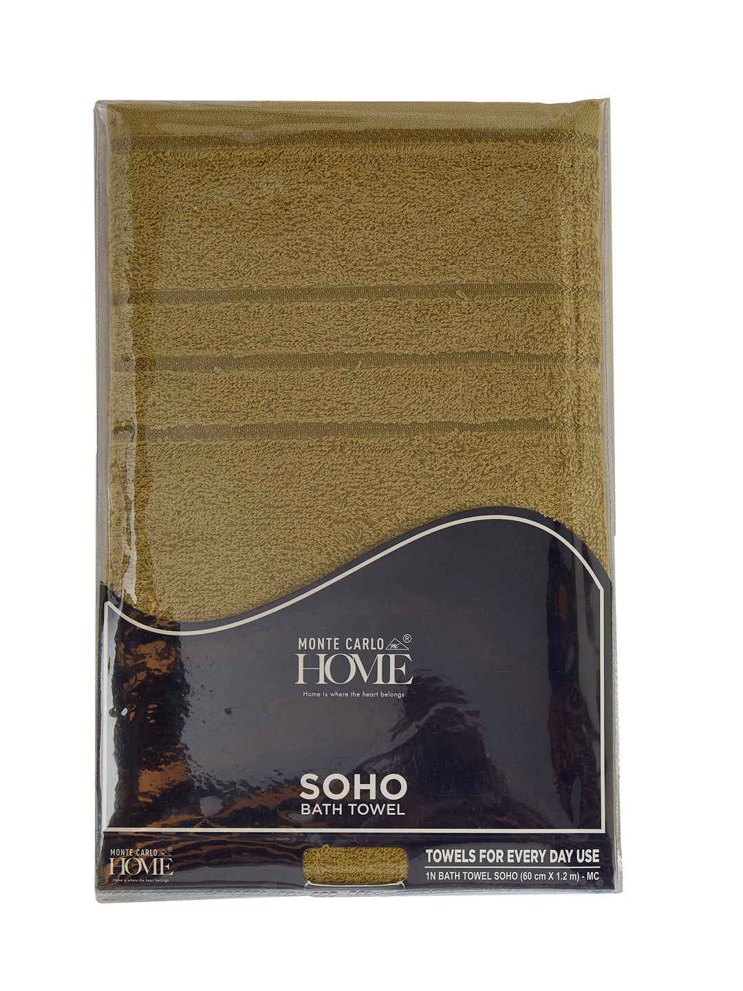 Essential Khaki 100% Cotton Solid 340 GSM Bath Towel Soho Small 1 Pc Pvc Pack