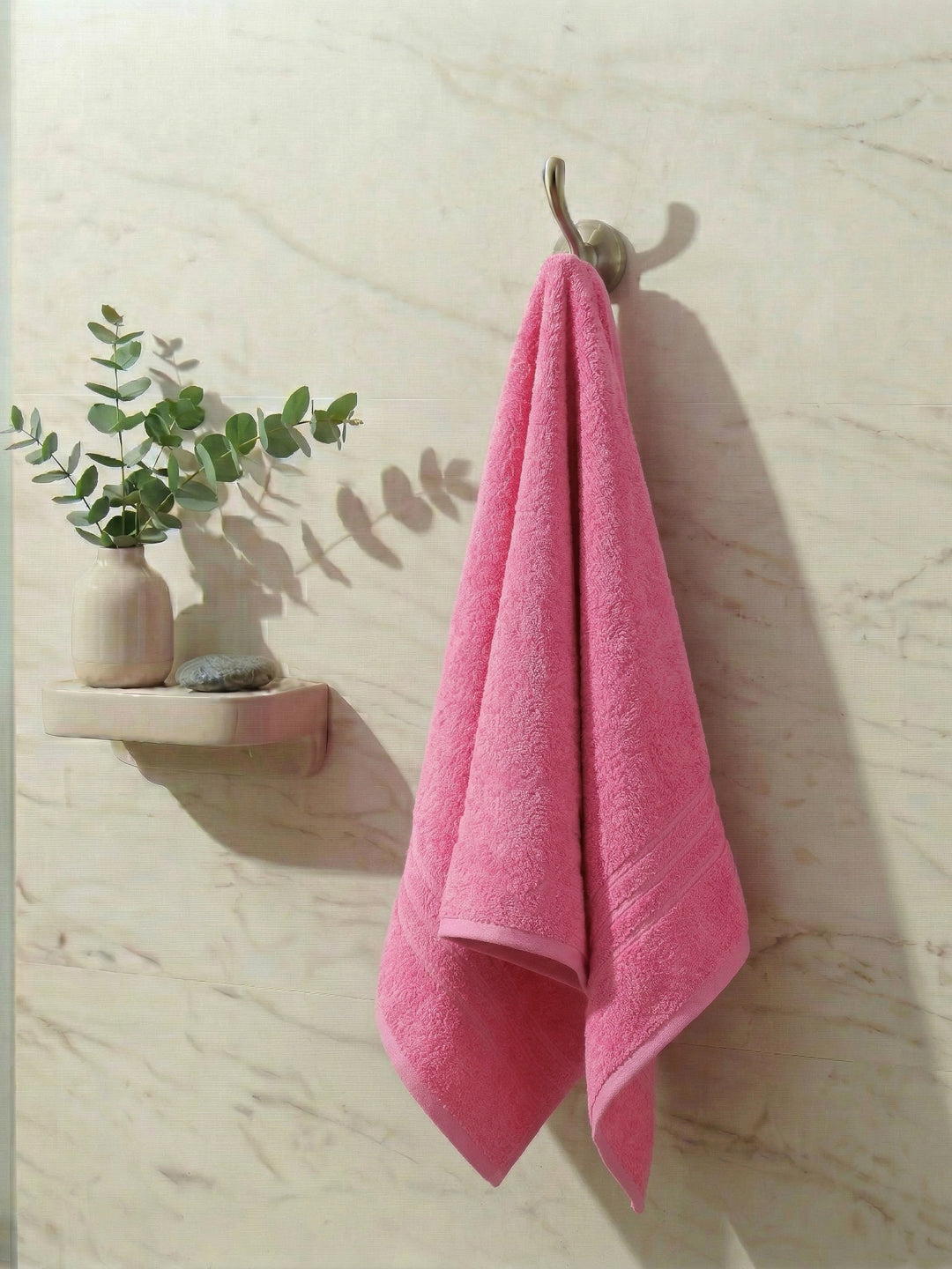 Essential Pink 100% Cotton Solid 340 GSM Bath Towel Soho Small 1 Pc Pvc Pack