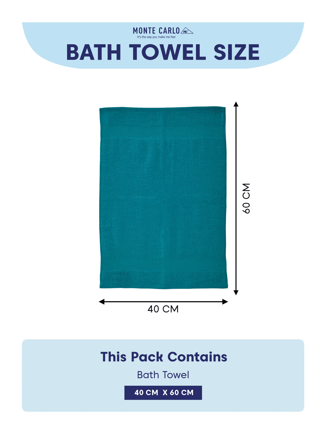 Baltic Blue 100% Cotton Solid 380 GSM Bath Towel Super Charm 3 Pc Set Gifting Box Pack