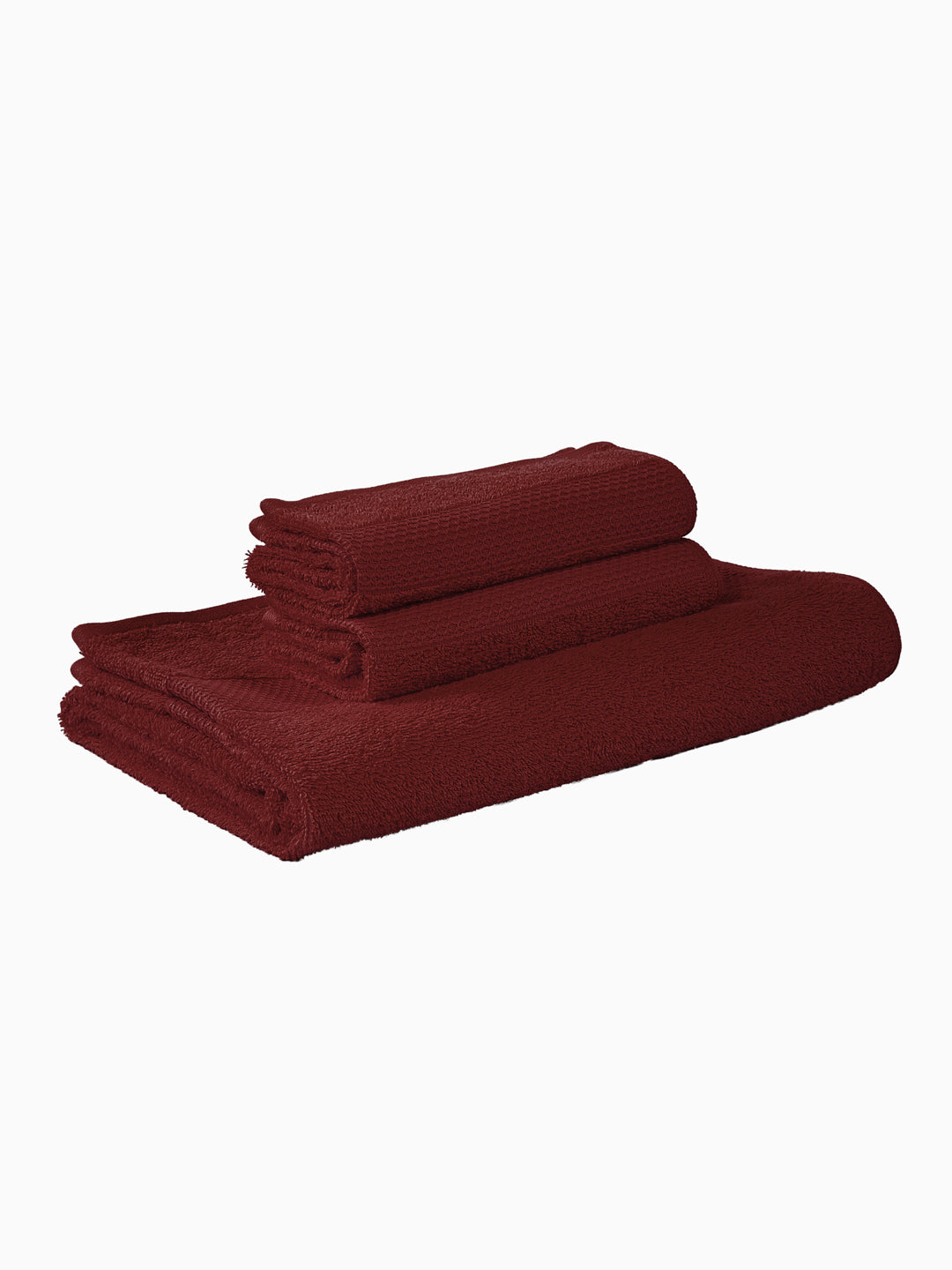 Brick Red 100% Cotton Solid 380 GSM Bath Towel Super Charm 3 Pc Set Gifting Box Pack