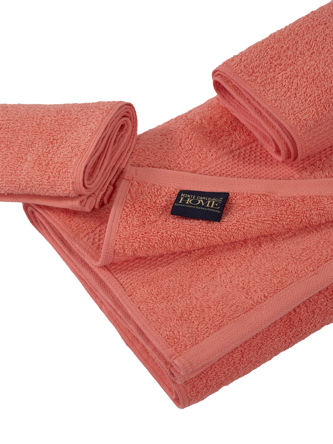 Pink 100% Cotton Solid 380 GSM Bath Towel Super Charm 3 Pc Set Gifting Box Pack