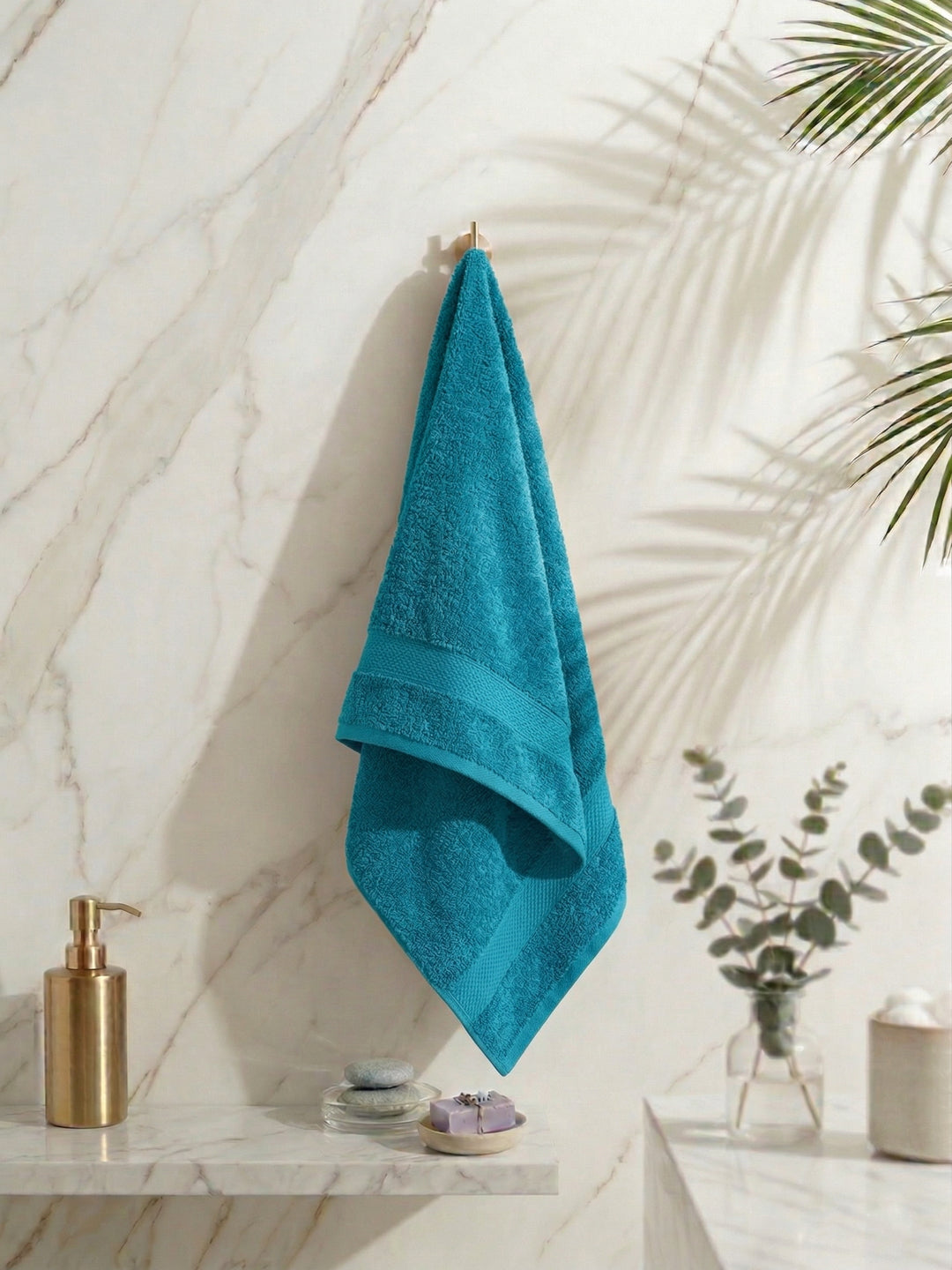 Essential Baltic Blue 100% Cotton Solid 380 GSM Bath Towel Super Charm 1 Pc Pvc Pack
