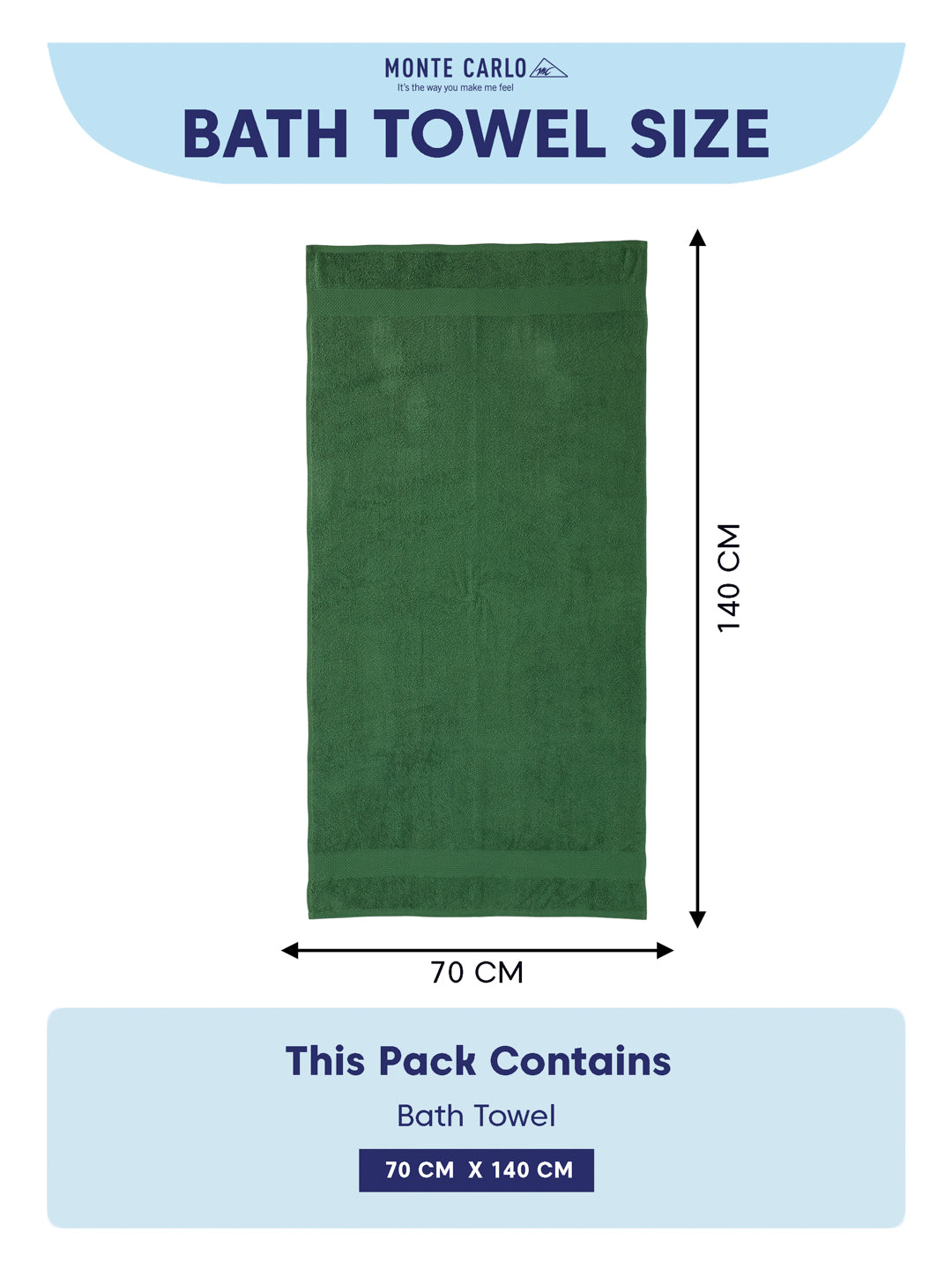 Essential Mint Green 100% Cotton Solid 380 GSM Bath Towel Super Charm 1 Pc Pvc Pack