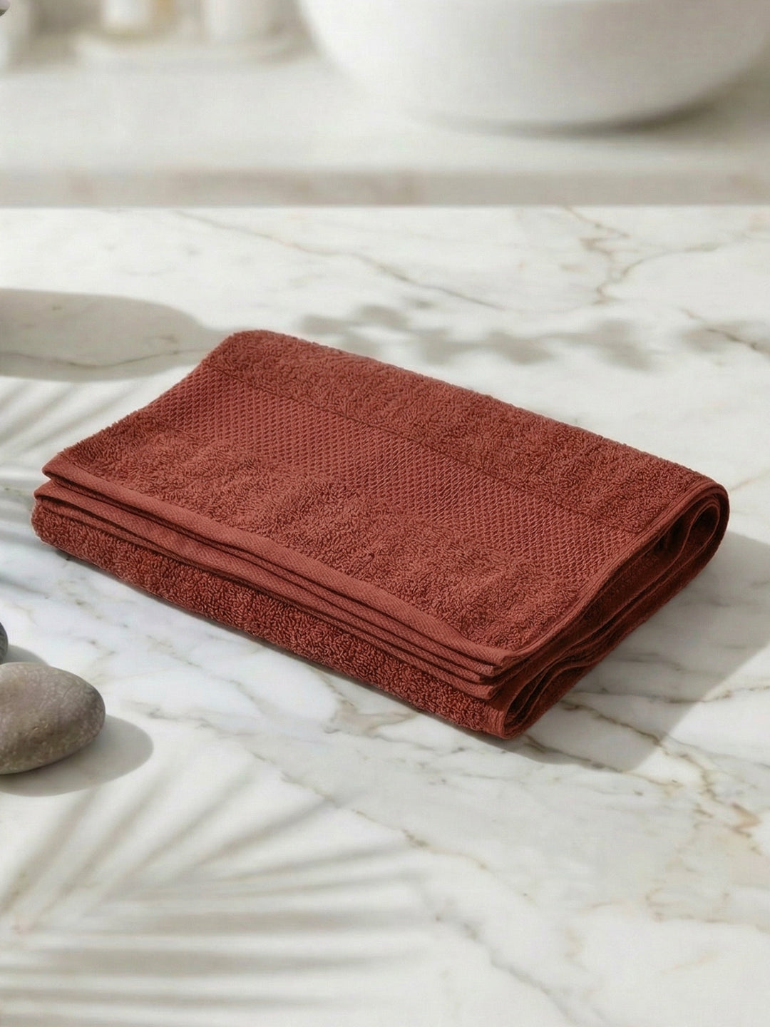 Essential Brick Red 100% Cotton Solid 380 GSM Bath Towel Super Charm 1 Pc Pvc Pack