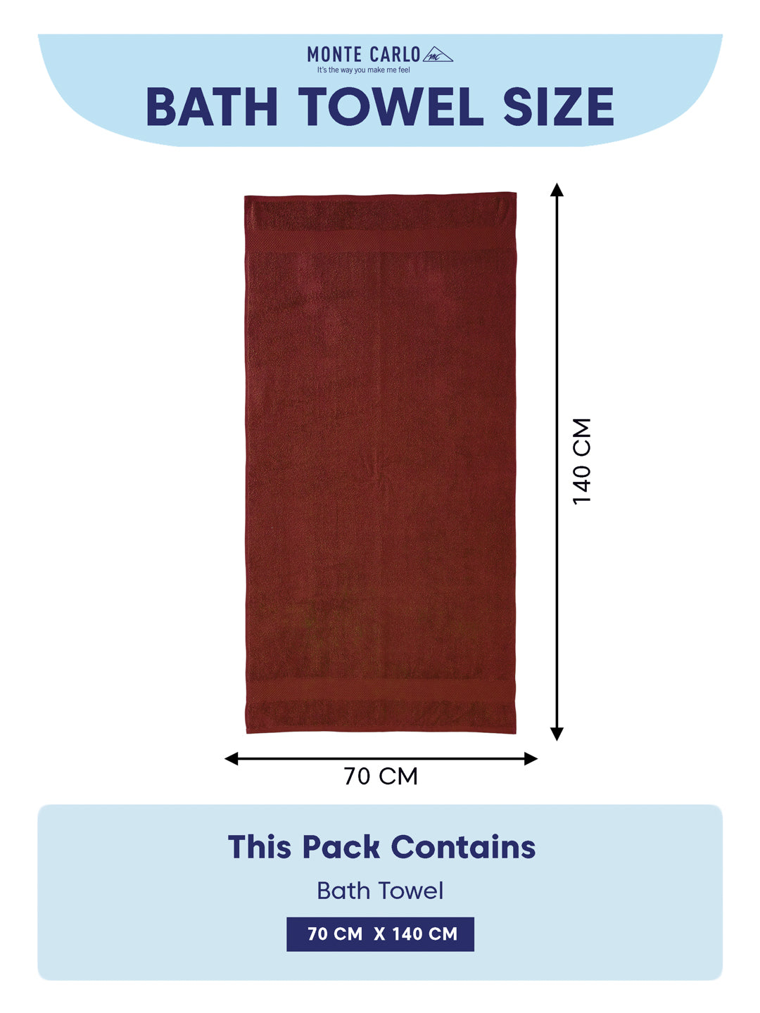 Essential Brick Red 100% Cotton Solid 380 GSM Bath Towel Super Charm 1 Pc Pvc Pack