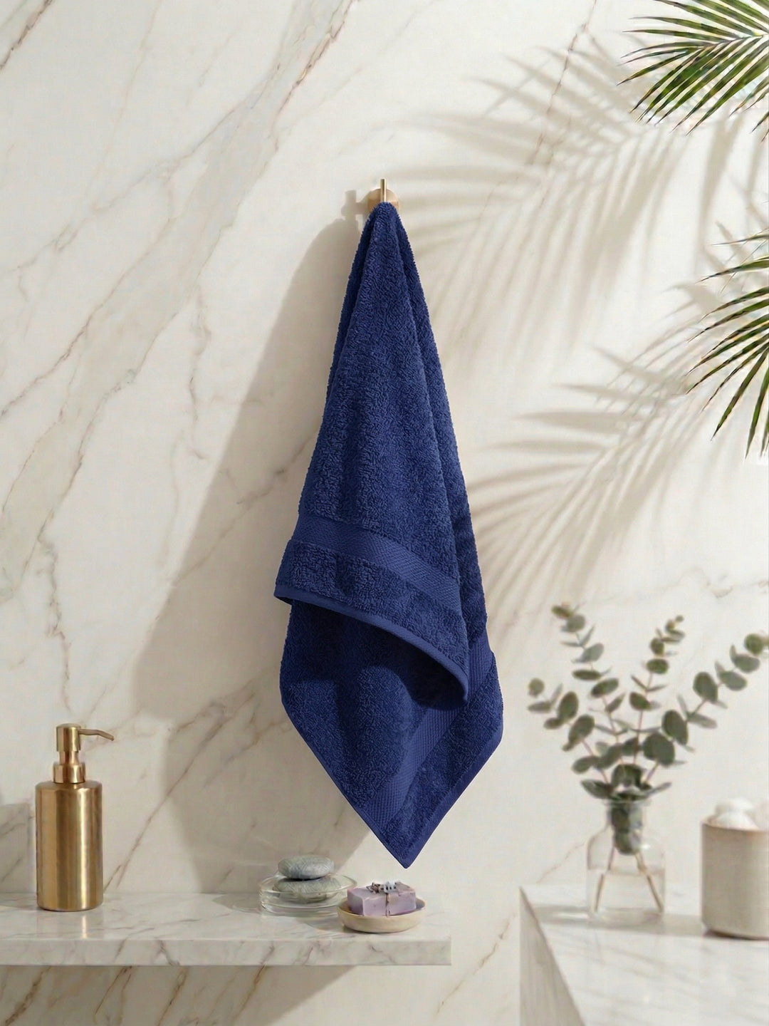 Essential Twilight Blue 100% Cotton Solid 380 GSM Bath Towel Super Charm 1 Pc Pvc Pack