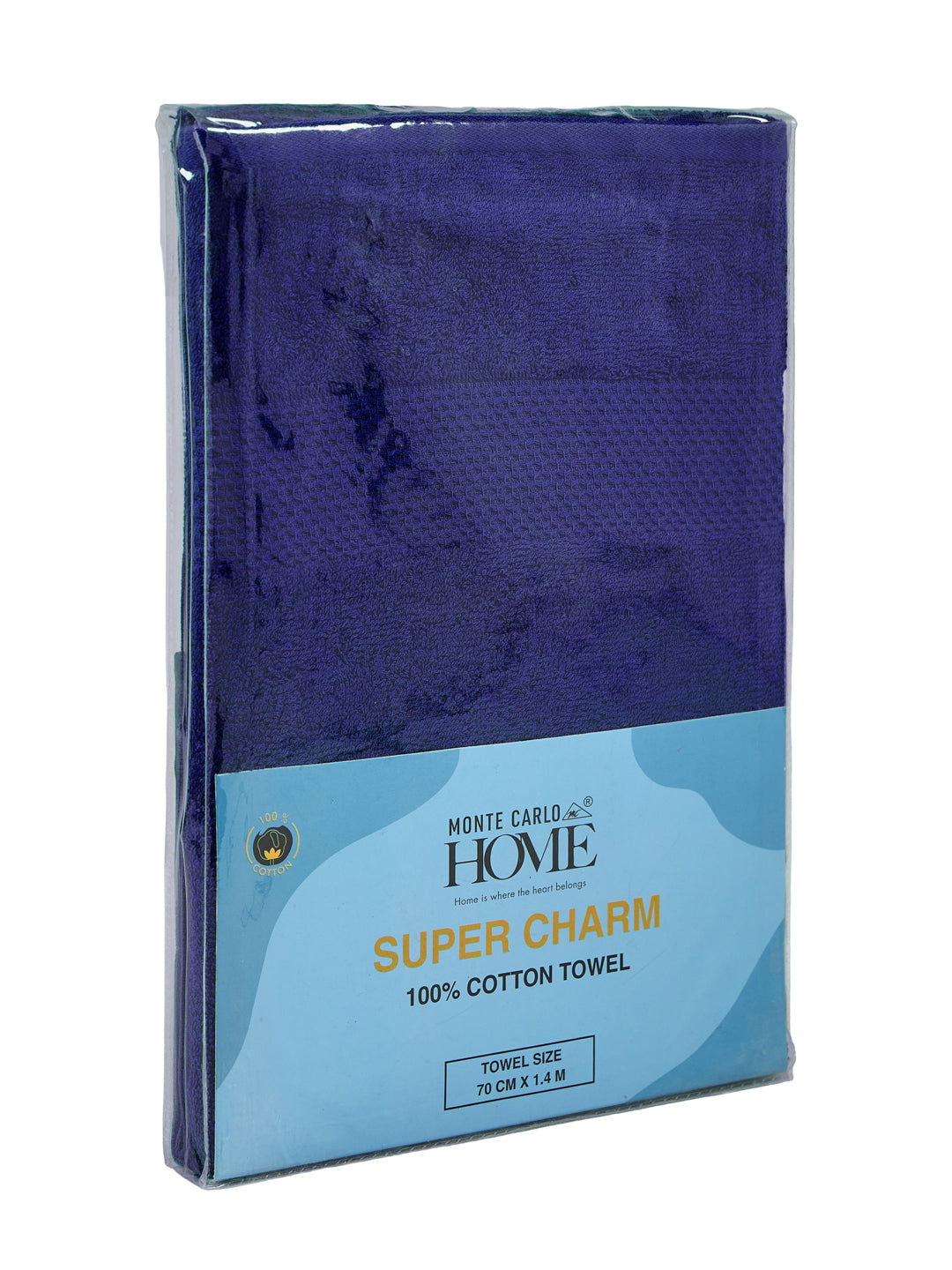 Essential Twilight Blue 100% Cotton Solid 380 GSM Bath Towel Super Charm 1 Pc Pvc Pack
