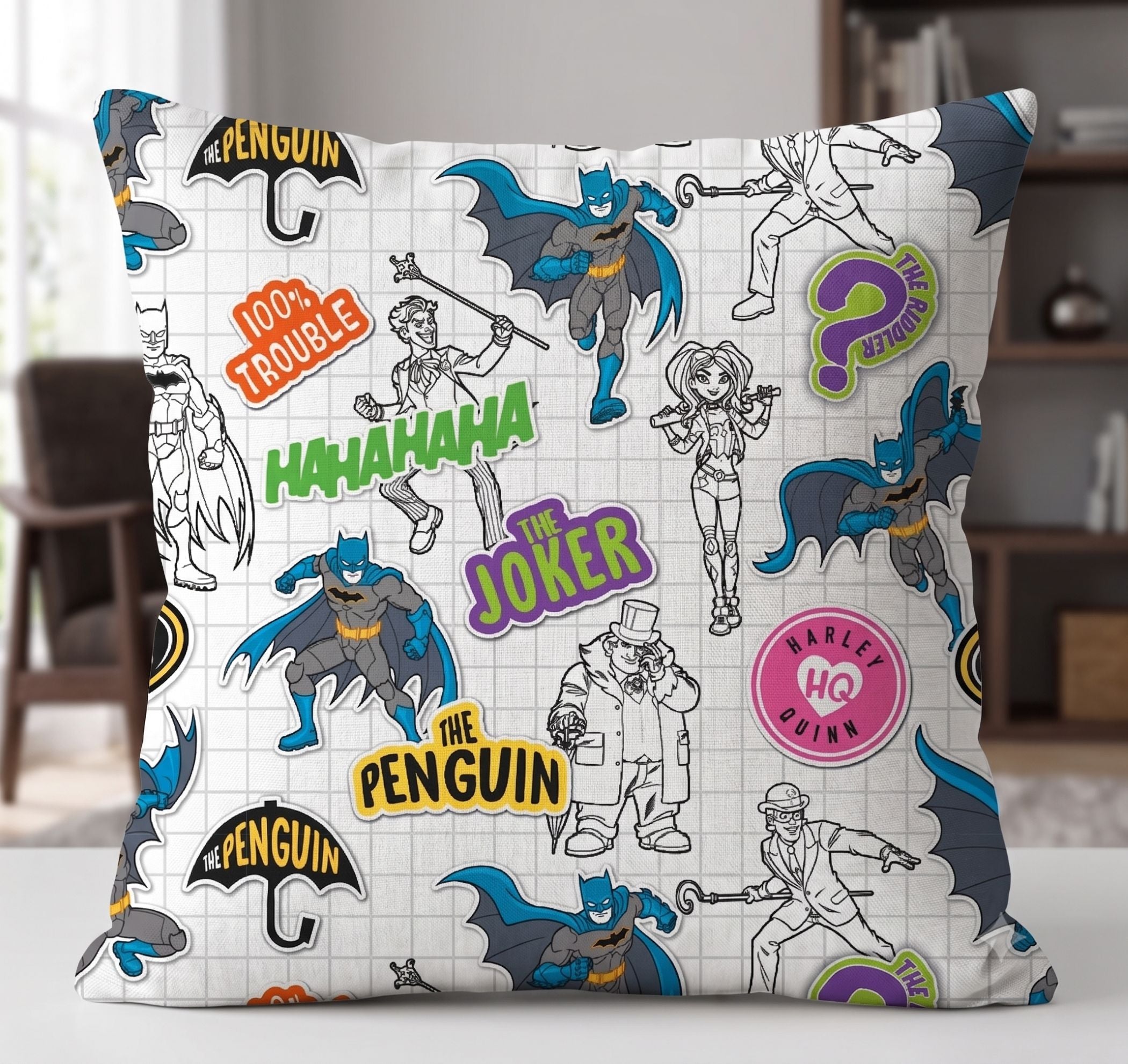 MOCA by Monte Carlo Batman Printed 180 GSM Cushion Cover, Pack of 1