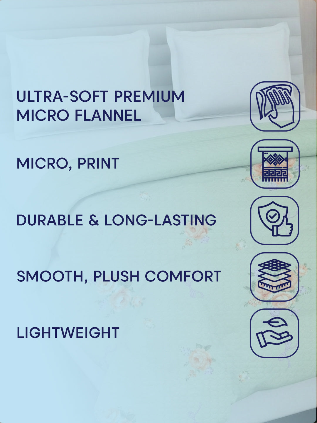 Premium Leaf Print Double Bed 3 Ply 200 GSM Comforter Cozy Flannel Collection Weight 2.8 kg