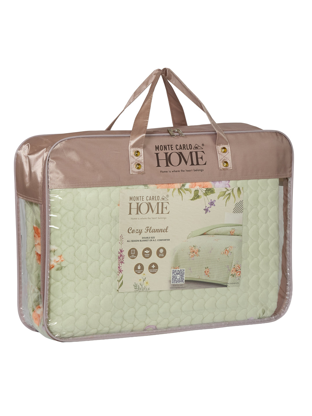 Premium Leaf Print Double Bed 3 Ply 200 GSM Comforter Cozy Flannel Collection Weight 2.8 kg