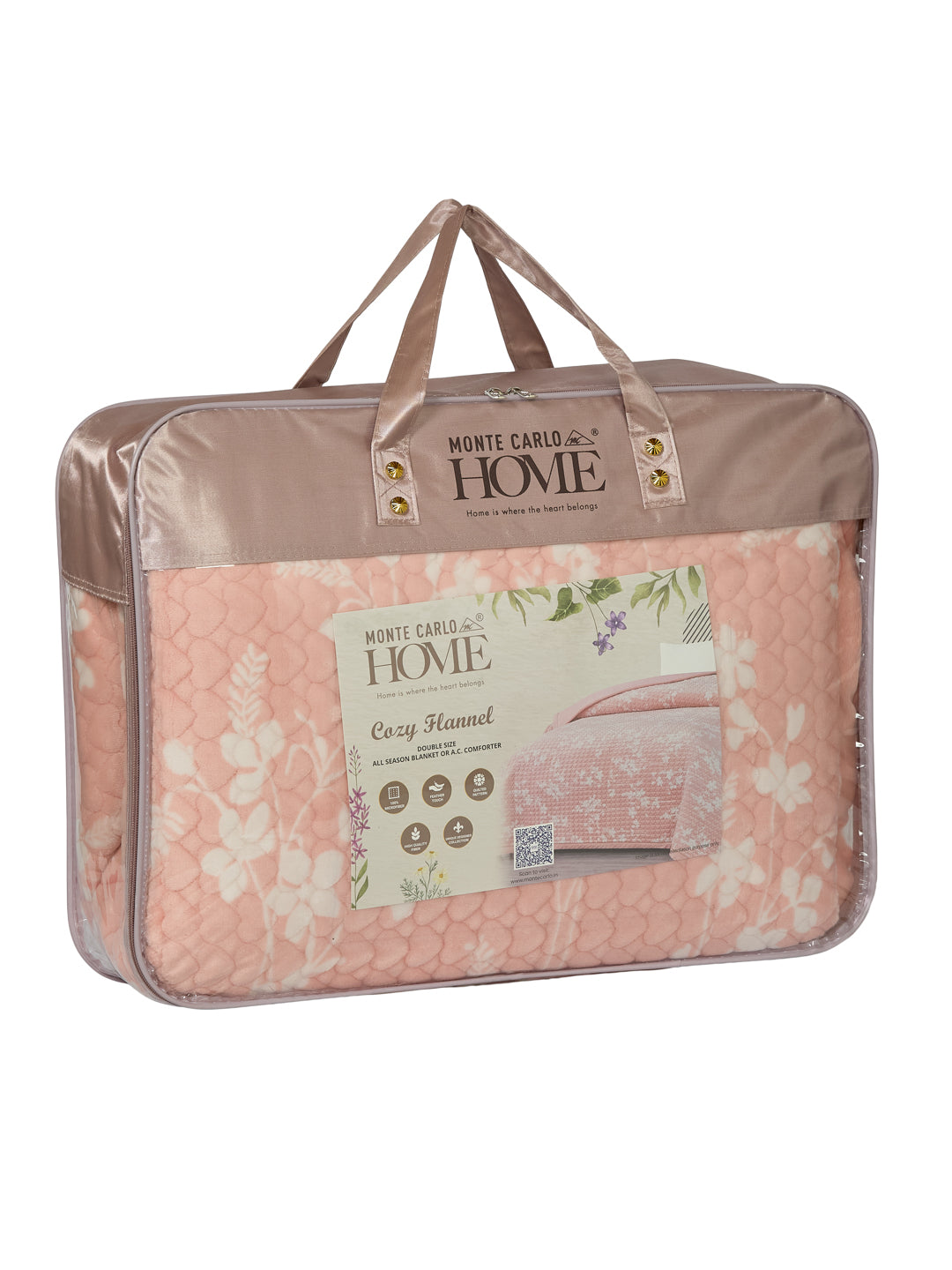 Premium Interlocking Motif Double Bed 3 Ply 200 GSM Comforter Cozy Flannel Collection Weight 2.8 kg
