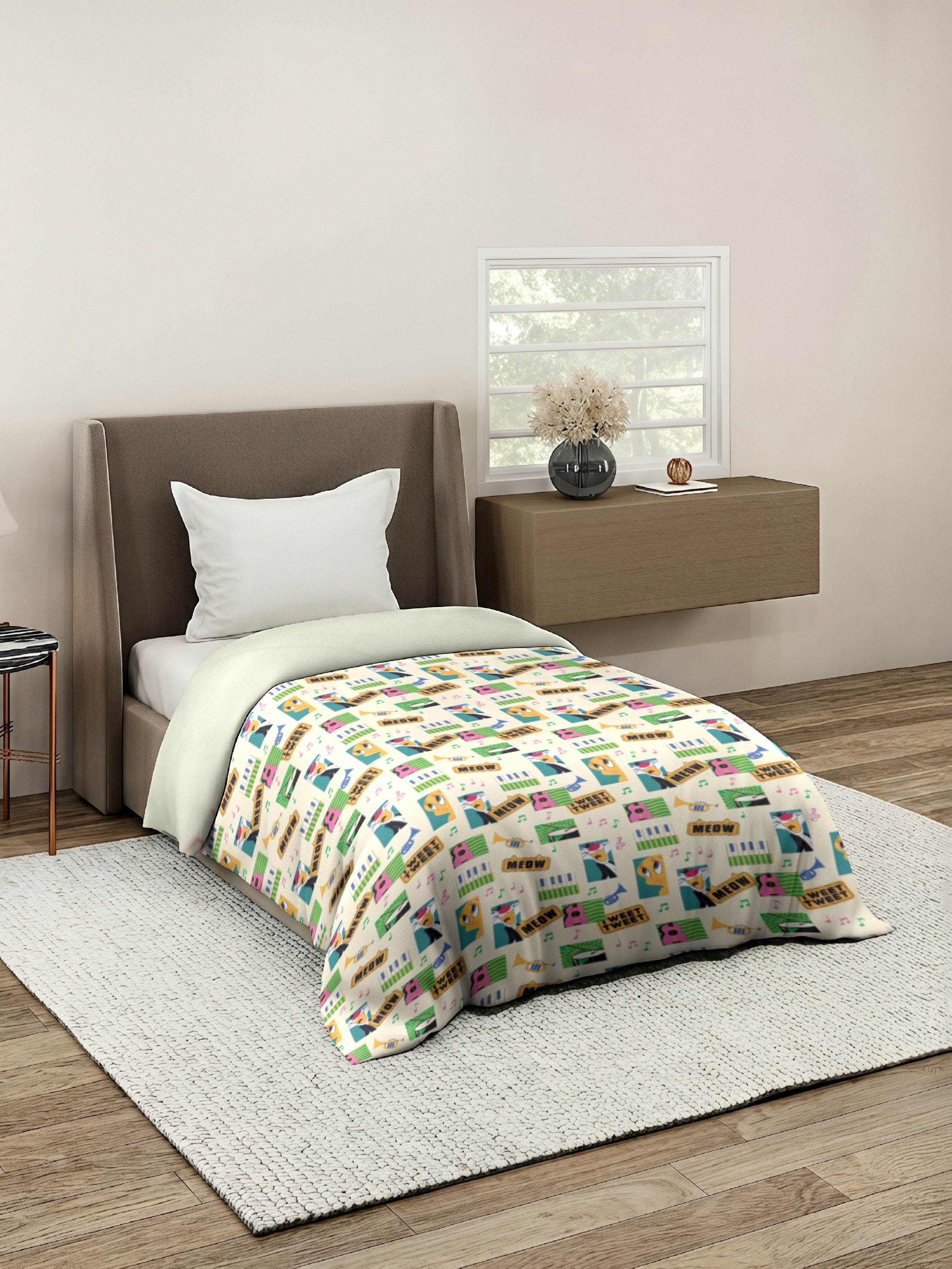 Monte Carlo Plush Cartoon Printed 110 GSM Single Bed Comforter