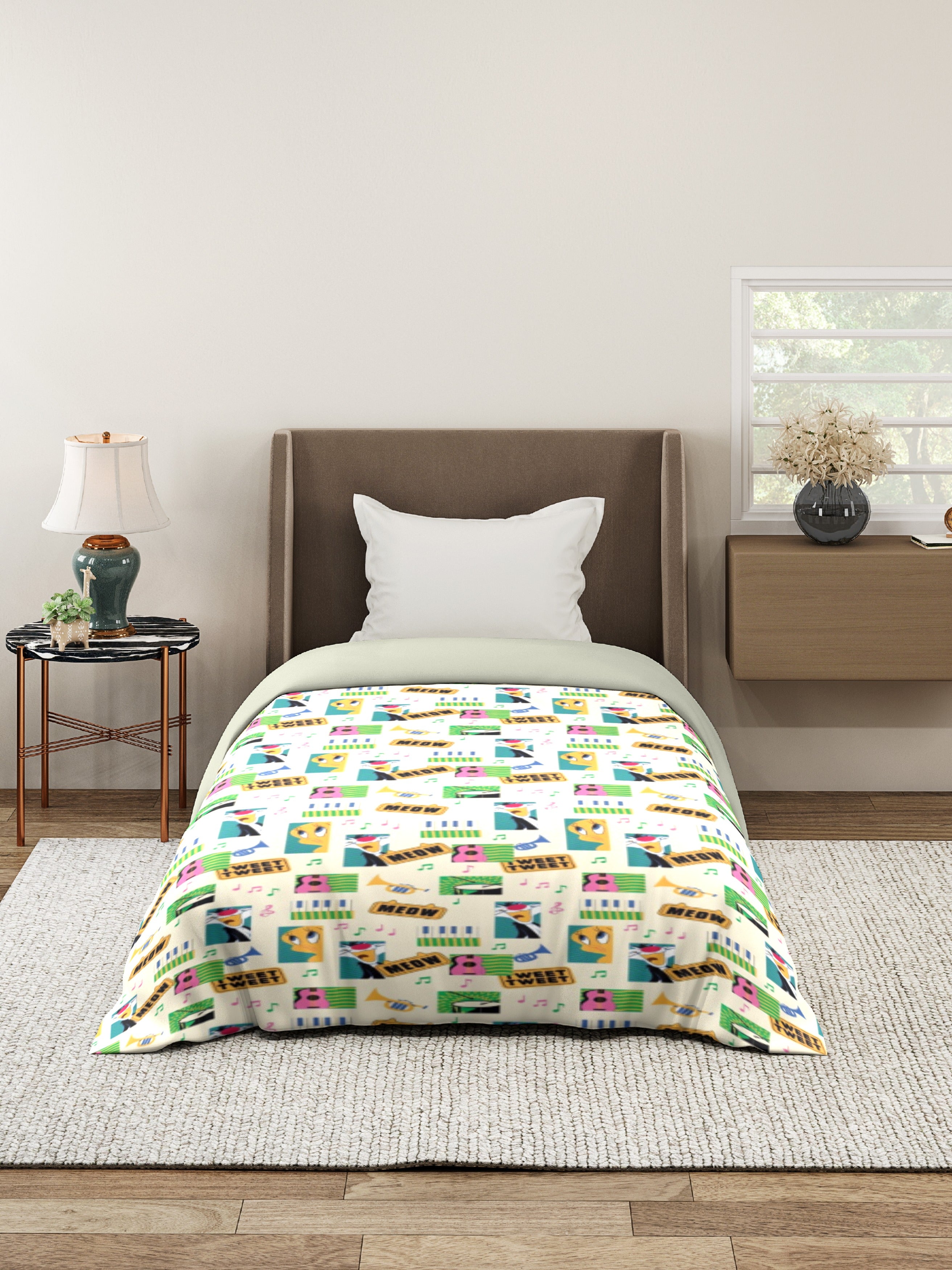 Monte Carlo Plush Cartoon Printed 110 GSM Single Bed Comforter