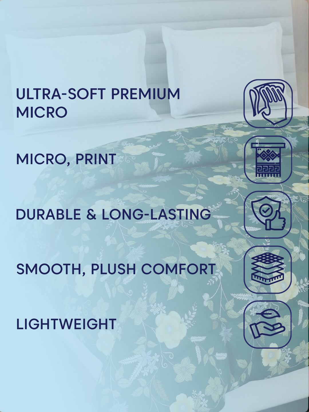 Floral Print Double Bed 3 Ply 105 GSM Comforter Timeless Collection Weight 1.6 kg