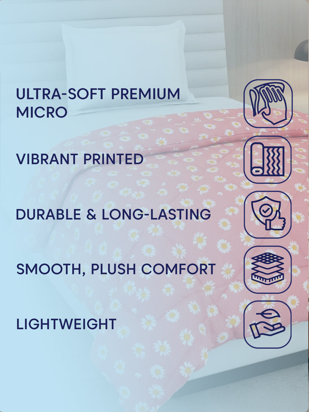 Floral Print Single Bed 3 Ply 105 GSM Comforter Timeless Collection Weight 950 g